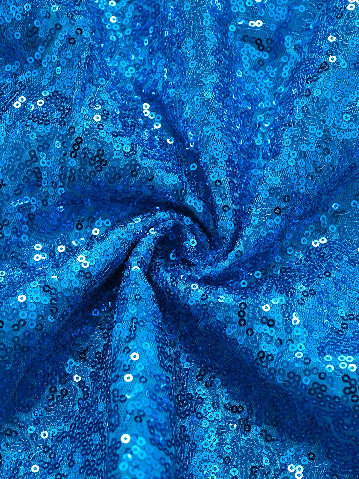Blue 1970s Solid Sequined Elsa Cape & Dress - Image 5