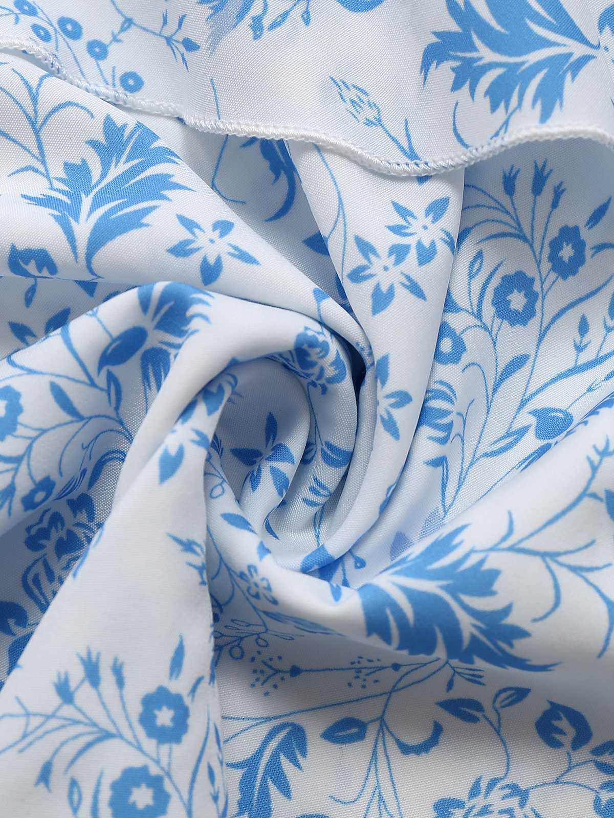 Blue 1970s Spaghetti Strap Floral Tiered Dress - Image 5