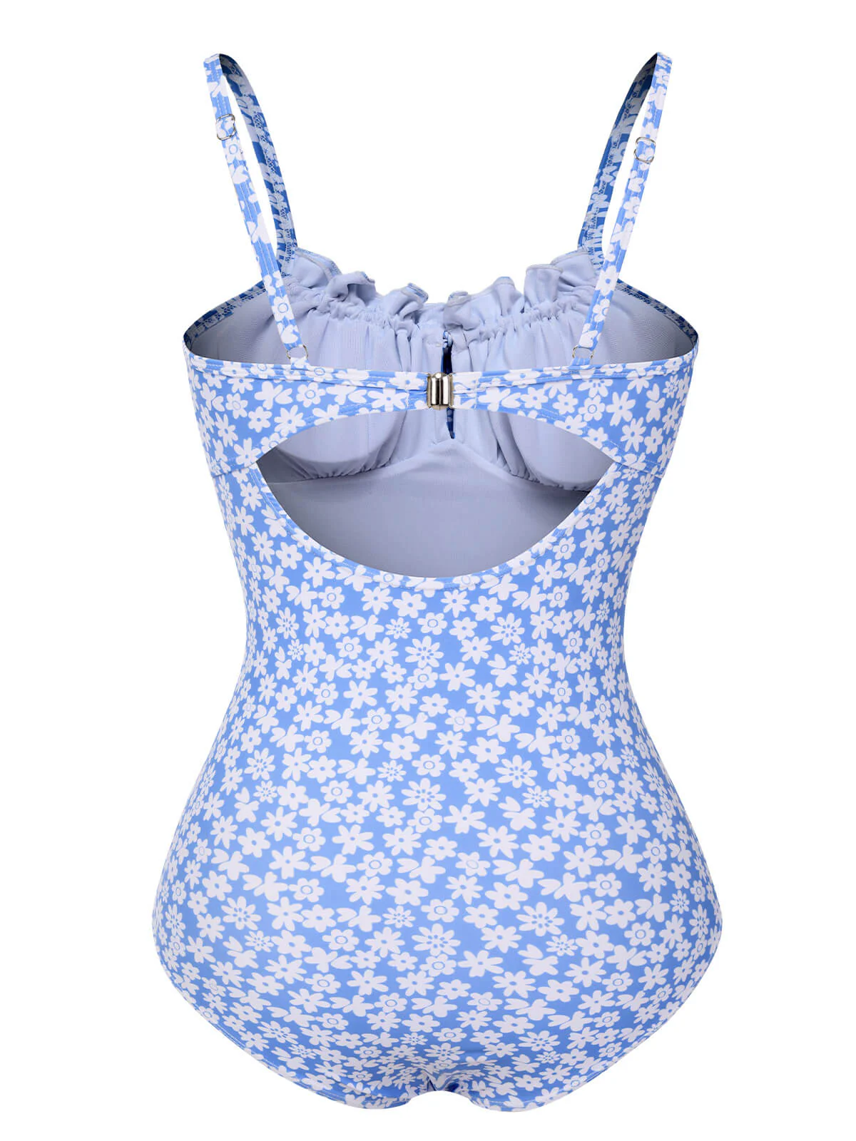 [US Warehouse] Blue 1980s Ditsy Floral Strap Swimsuit - Image 3
