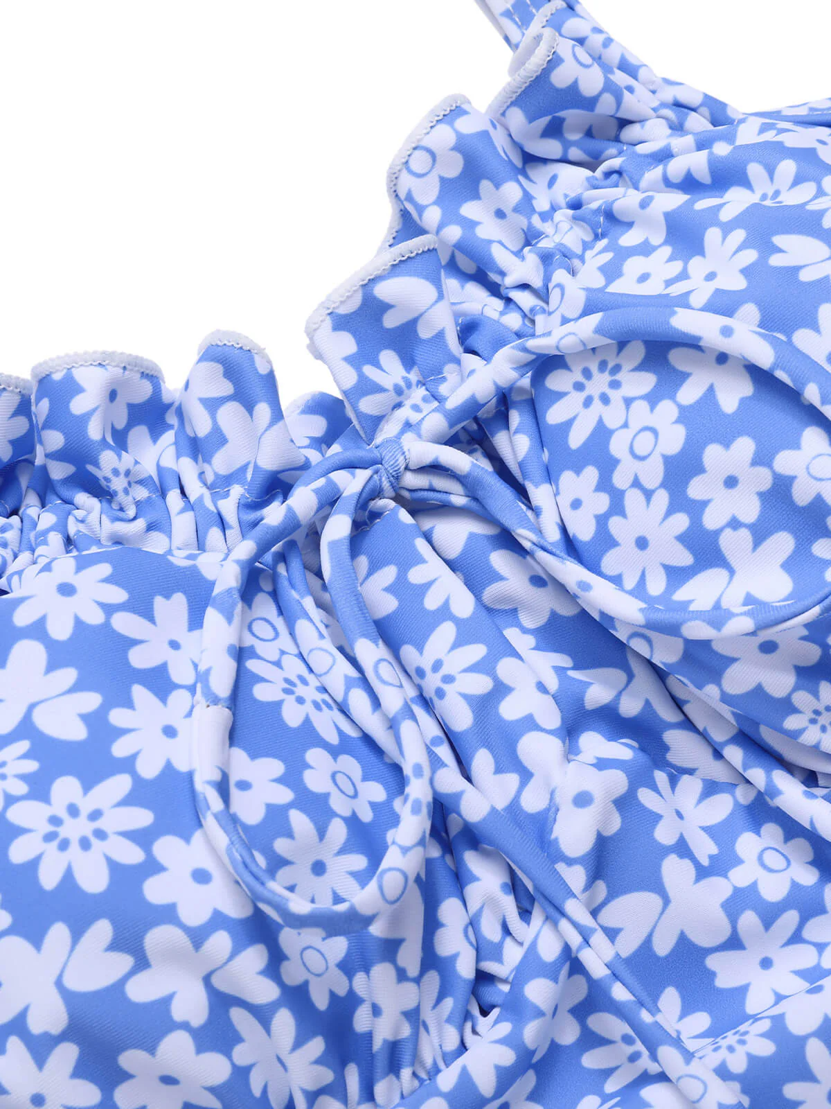 [US Warehouse] Blue 1980s Ditsy Floral Strap Swimsuit - Image 4