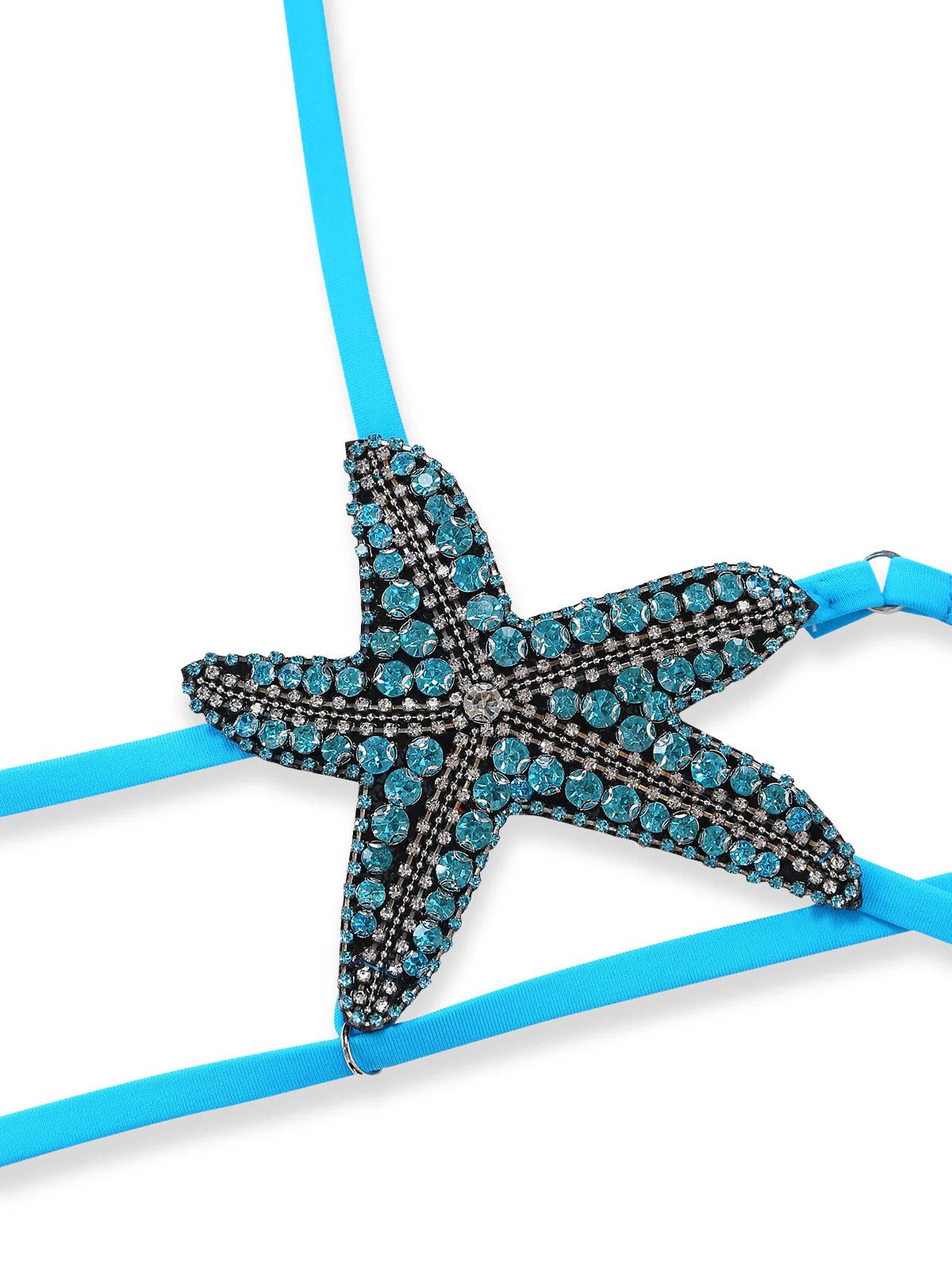 Blue 1980s Halter Starfish Bikini Set - Image 4
