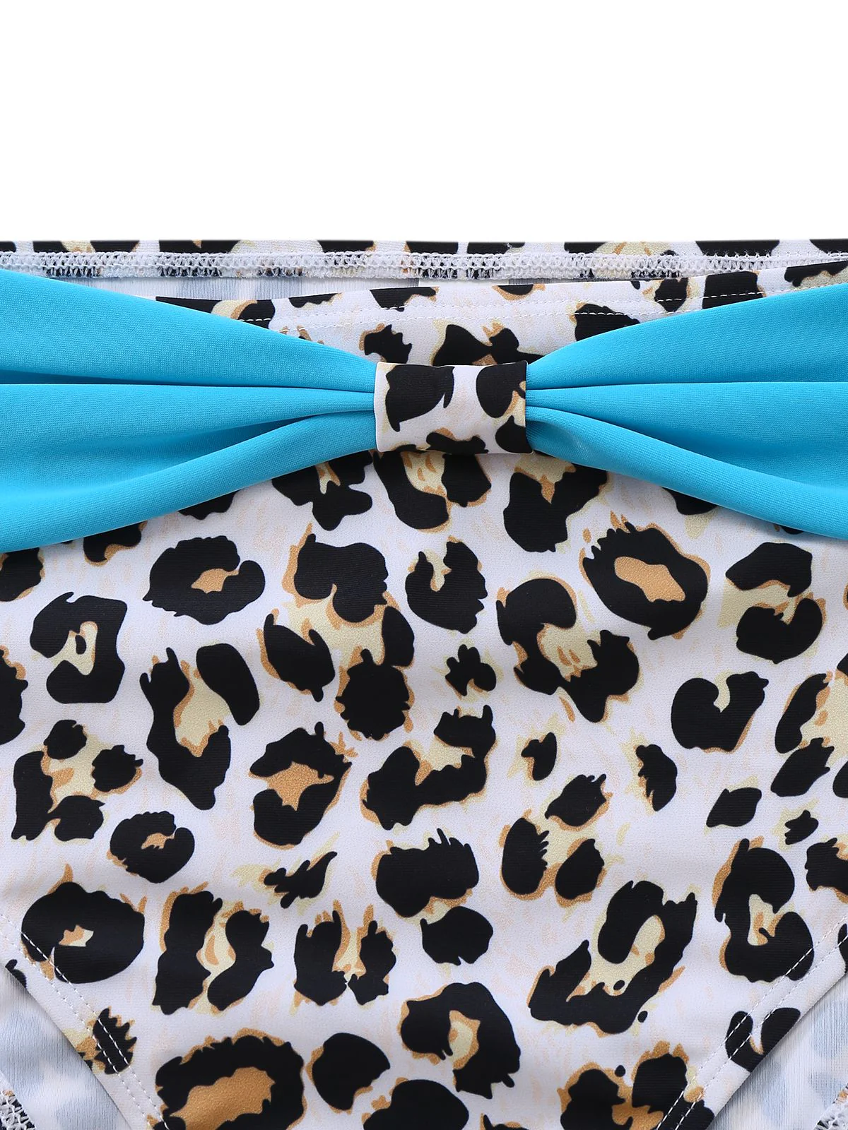 Blue 1980s Leopard Lace-Up Patchwork Swimsuit - Image 6