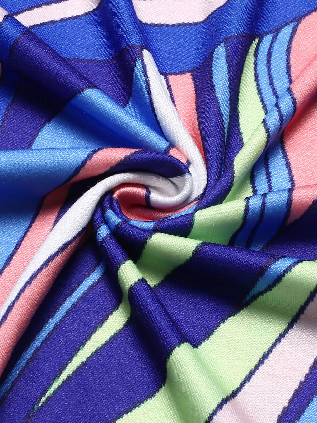 Blue 1980s Psychedelic Print Tie-Waist Jumpsuit - Image 4
