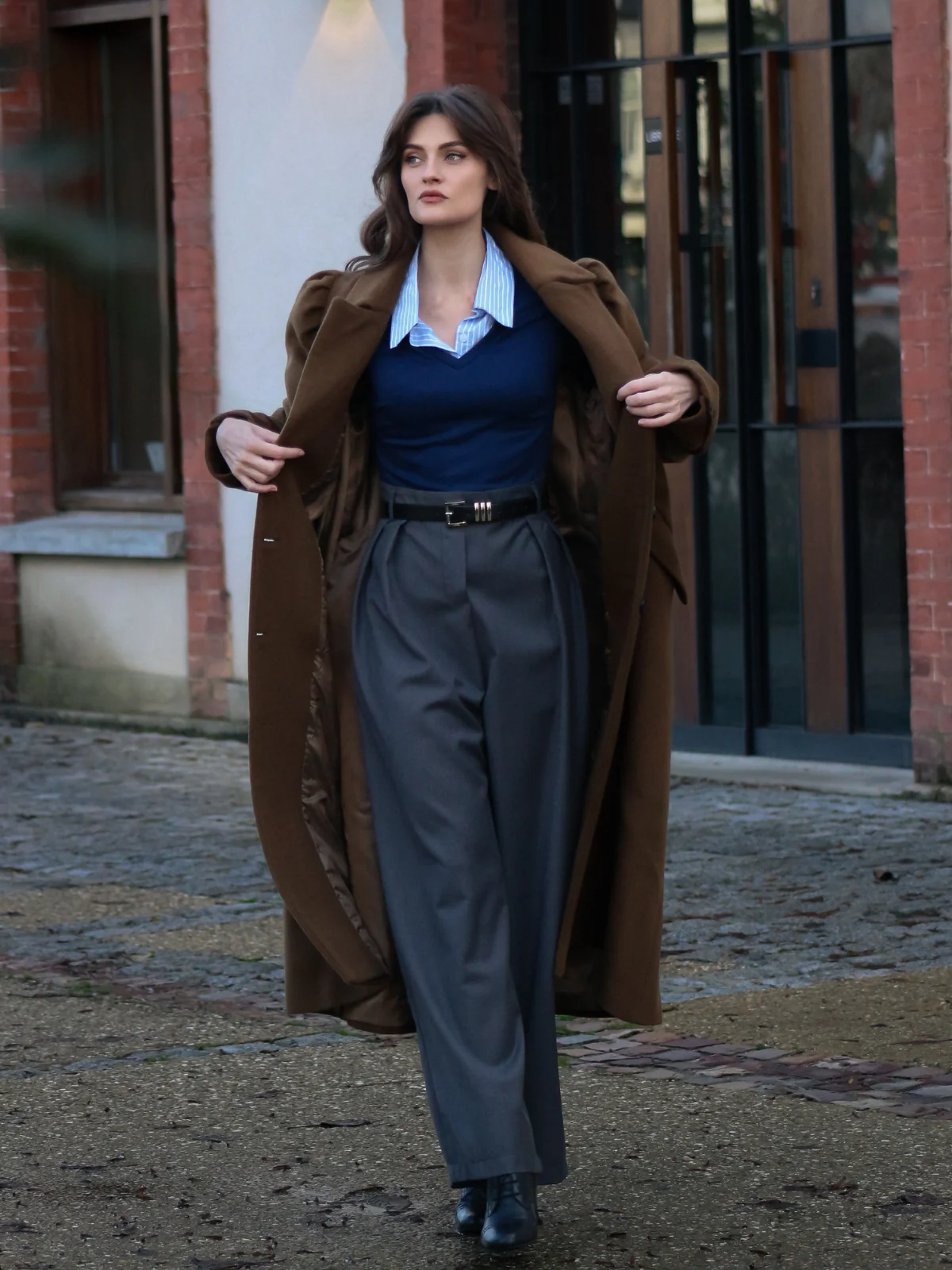 Blue & Gray 1940s Knit Colorblock 3/4 Sleeve Shirt Jumpsuit - Image 3