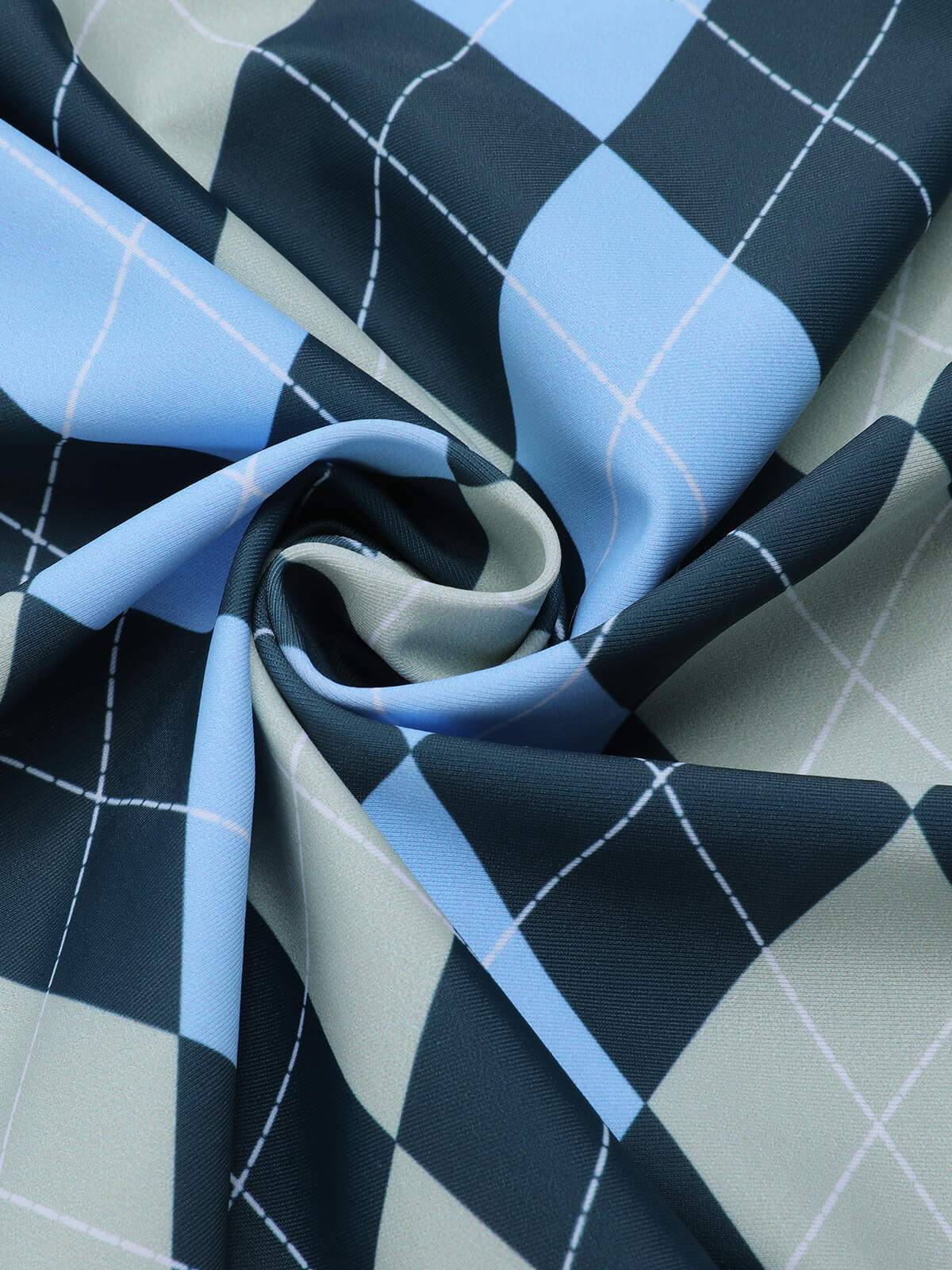 Blue Gray 1950s Argyle Halter One-Piece Swimsuit - Image 7