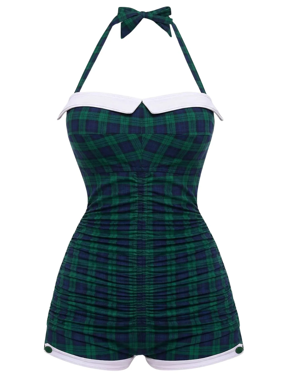 Gingham 1950s Halter Bowknot One-piece Swimsuit - Image 23