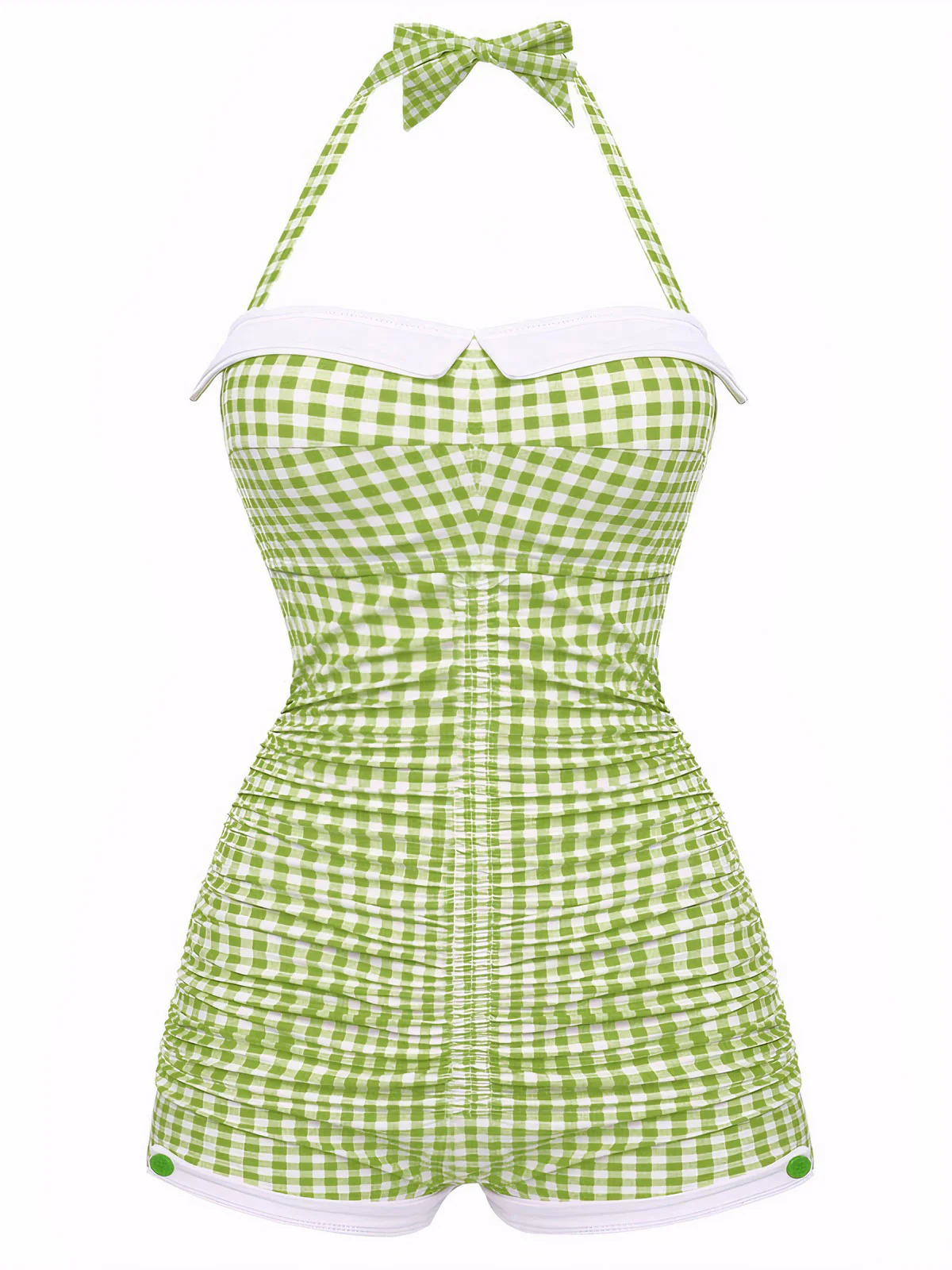 Gingham 1950s Halter Bowknot One-piece Swimsuit - Image 14