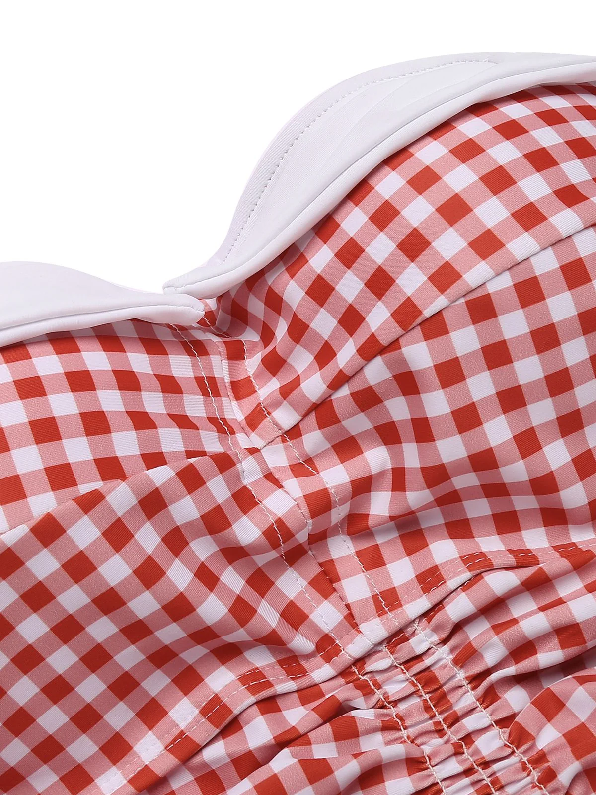 Gingham 1950s Halter Bowknot One-piece Swimsuit - Image 5
