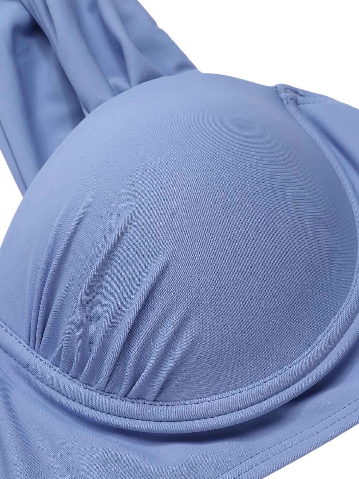 Blue Grey 1960s Wide Strap Wrinkle Swimsuit - Image 4