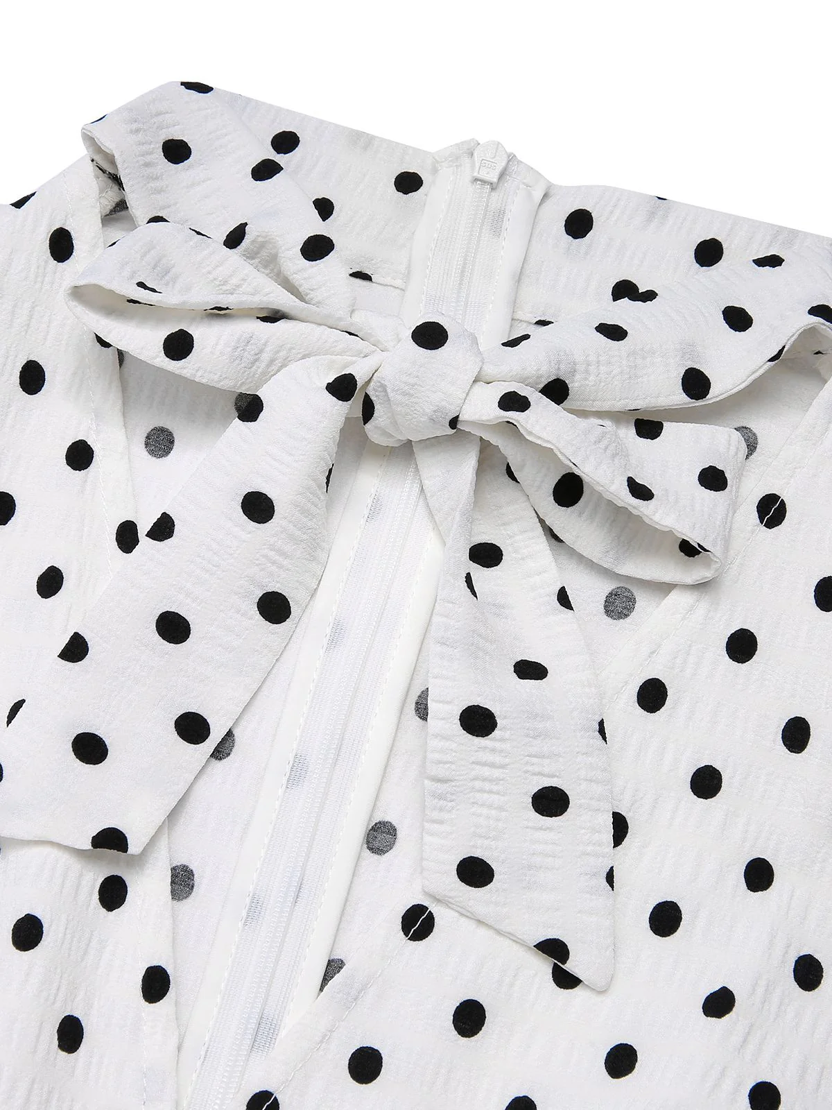 Blue & White 1930s Polka Dots Tie Neck Jumpsuit - Image 12