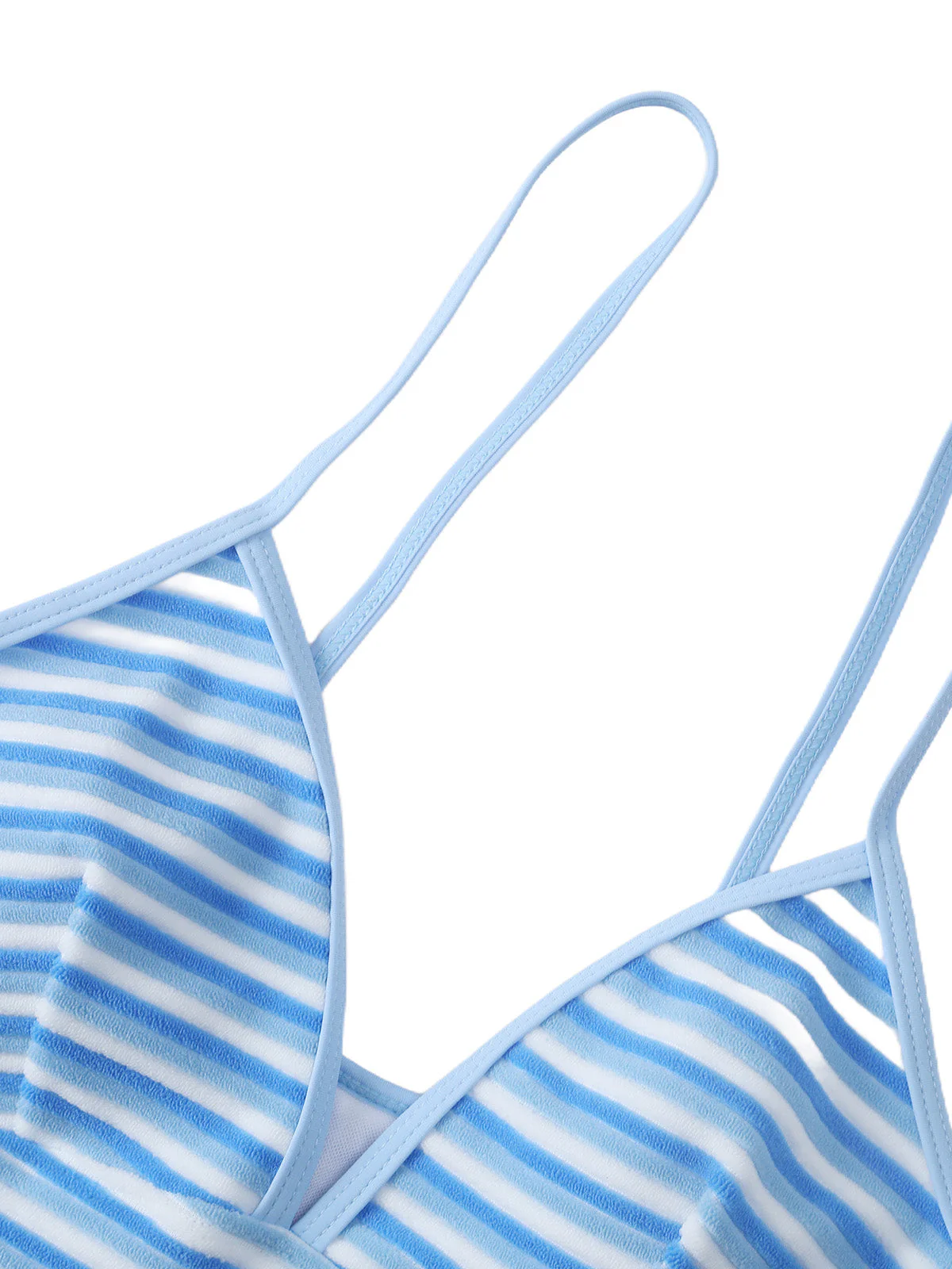 Blue & White 1940s Striped Side Tie Tankini Set - Image 4