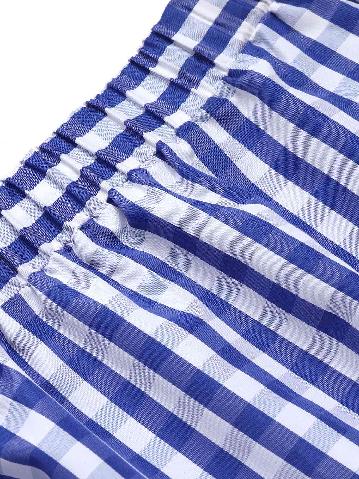 Blue & White 1950s Lace Patchwork Plaid Skirt - Image 5