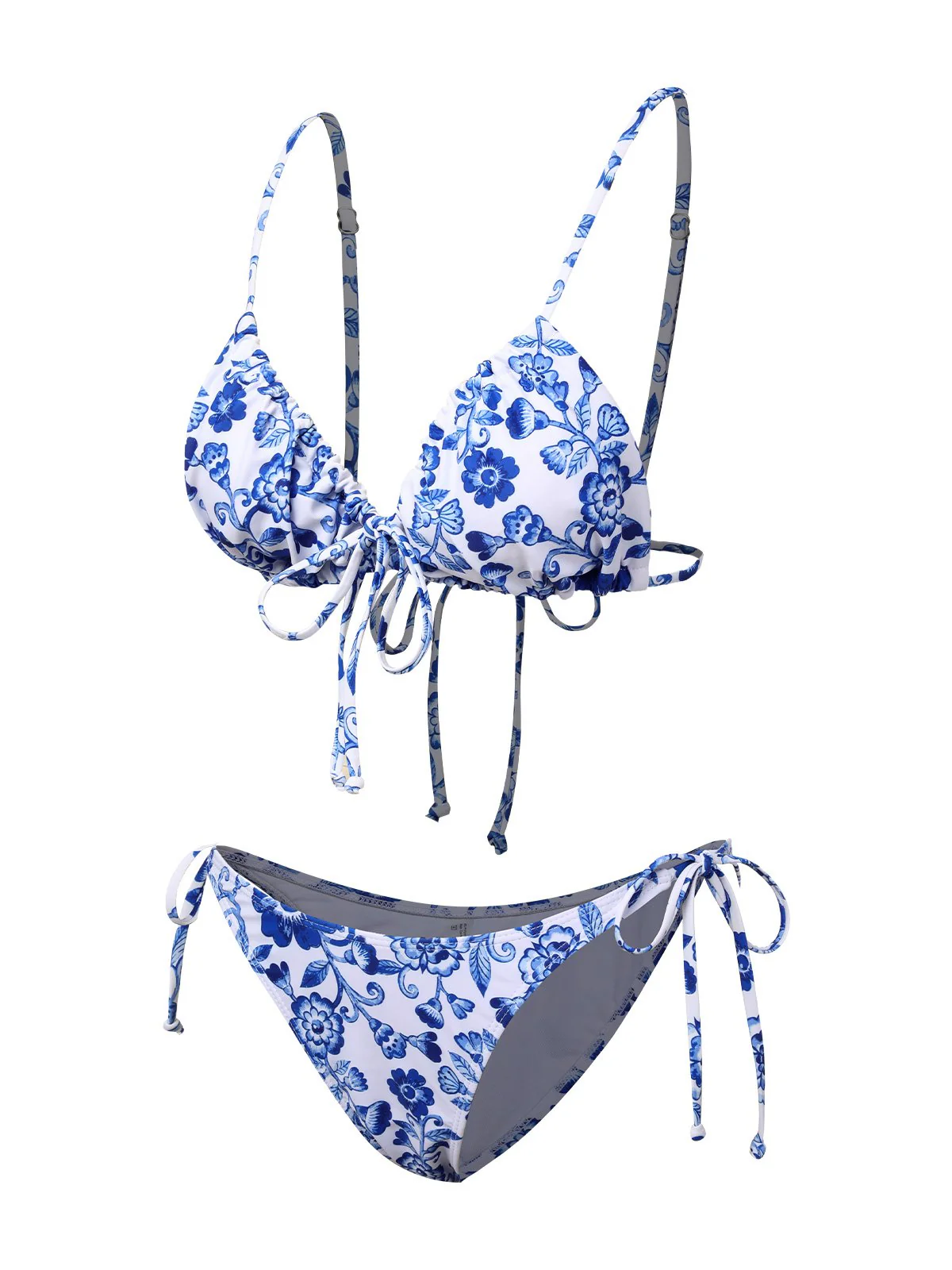 Blue & White 1950s Porcelain Strappy Bikini - Image 2
