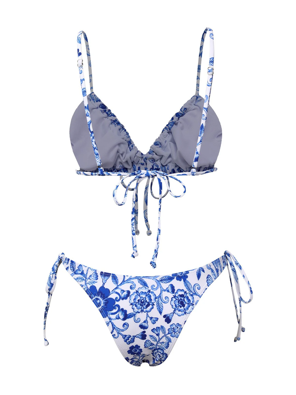 Blue & White 1950s Porcelain Strappy Bikini - Image 3