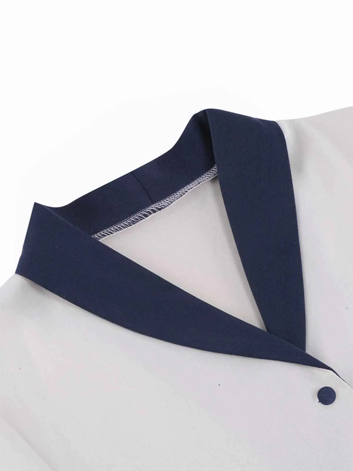 Blue & White 1950s Solid Patchwork Dress - Image 4
