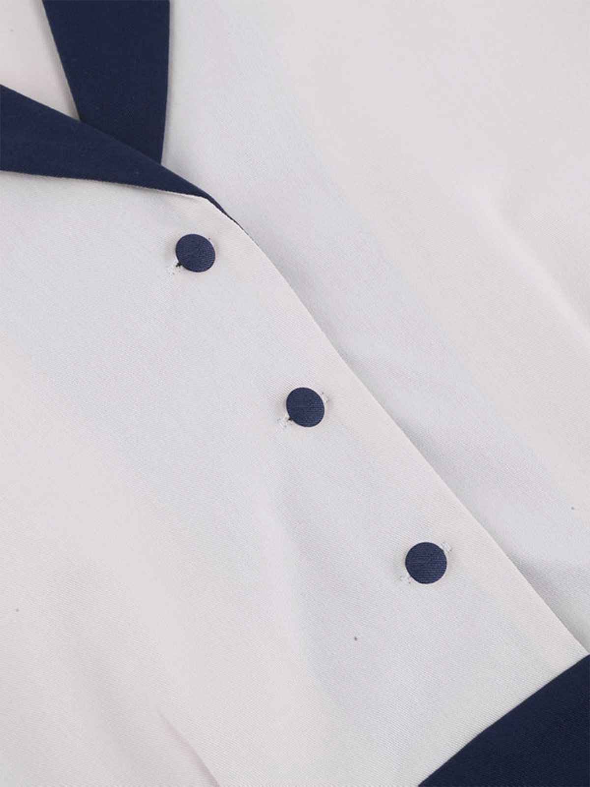 Blue & White 1950s Solid Patchwork Dress - Image 5
