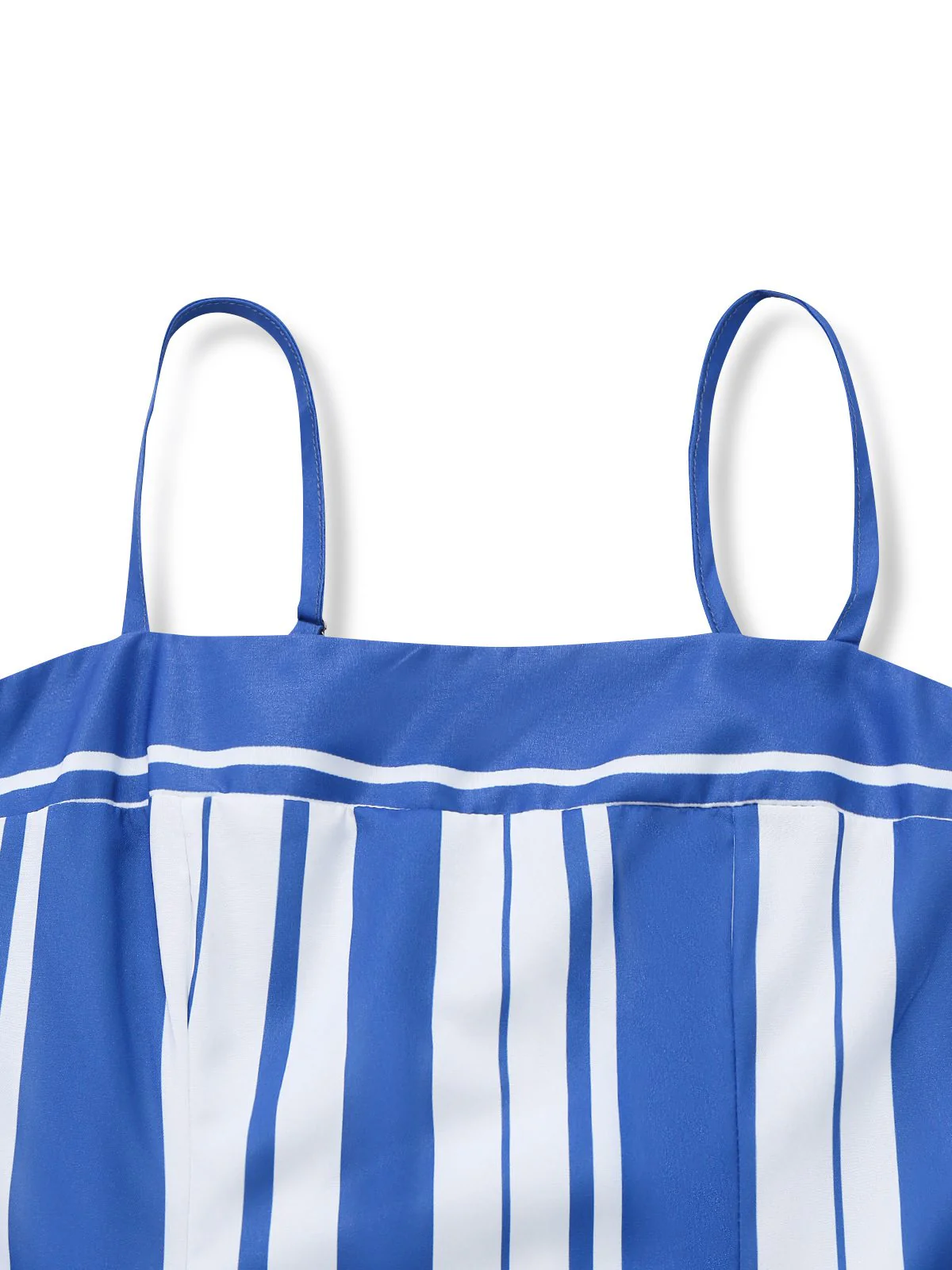 Blue & White 1950s Stripe Spaghetti Strap Midi Dress - Image 6