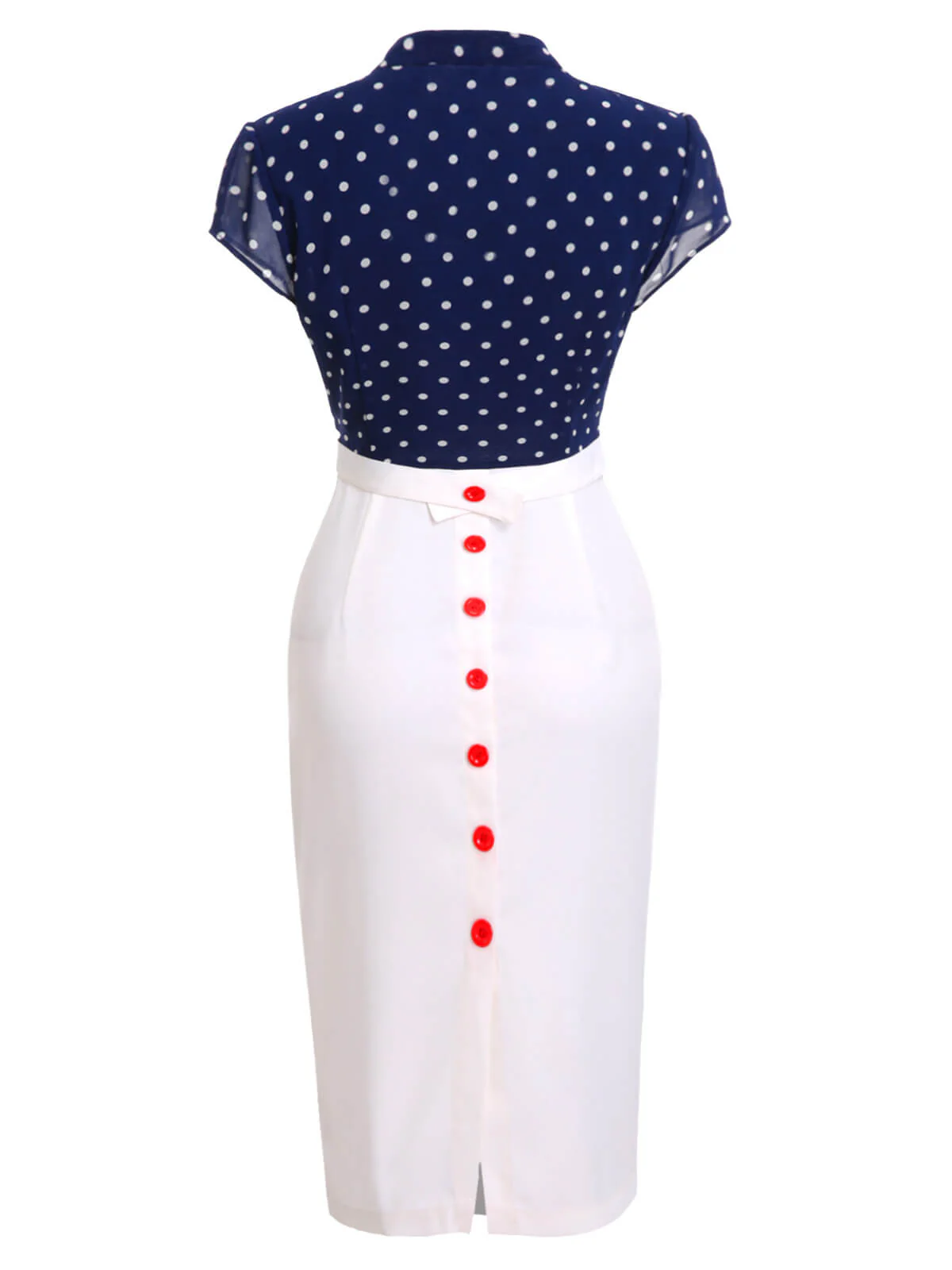 Blue & White 1960s Polka Dot Cap Sleeve Dress - Image 4