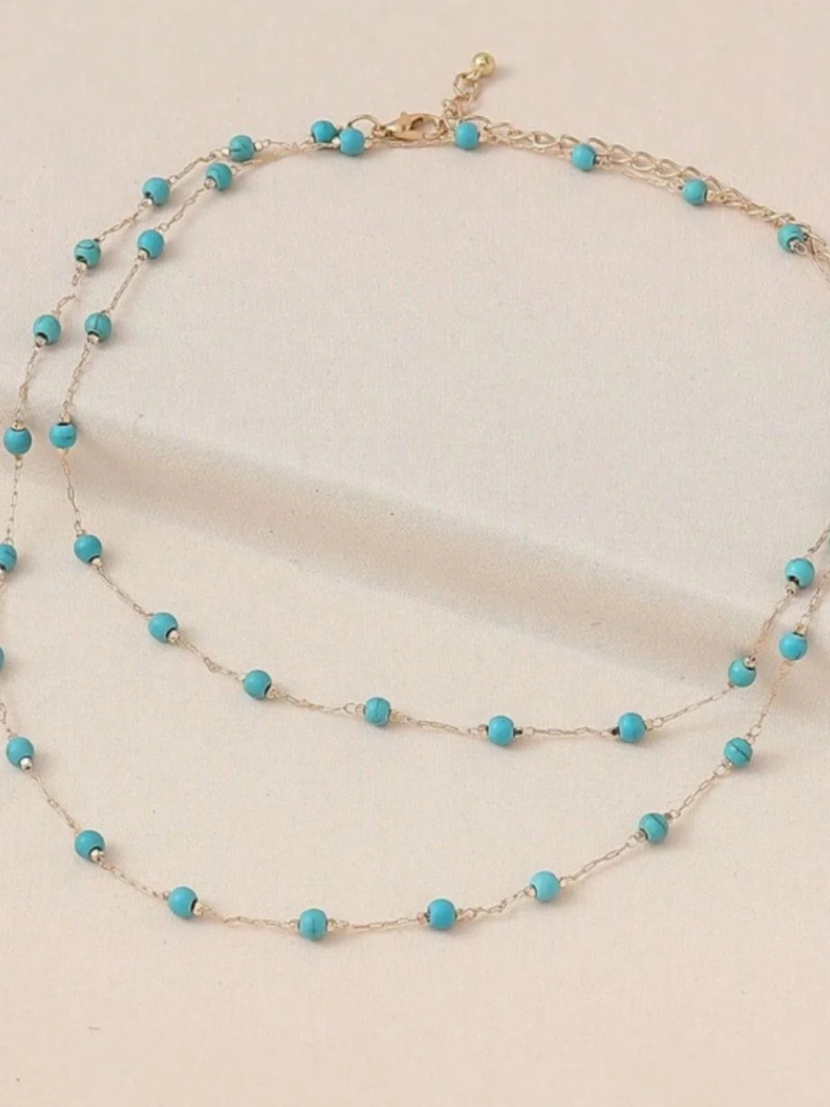 Bohemian Double Layered Turquoise Bead Necklace - Image 5