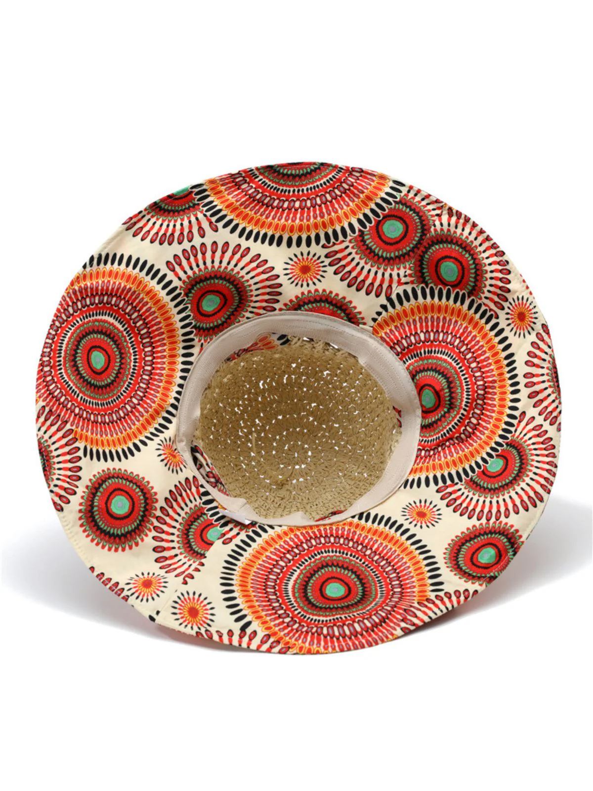 Bohemian Mandala Print Crochet Straw Bow Sun Hat - Image 3