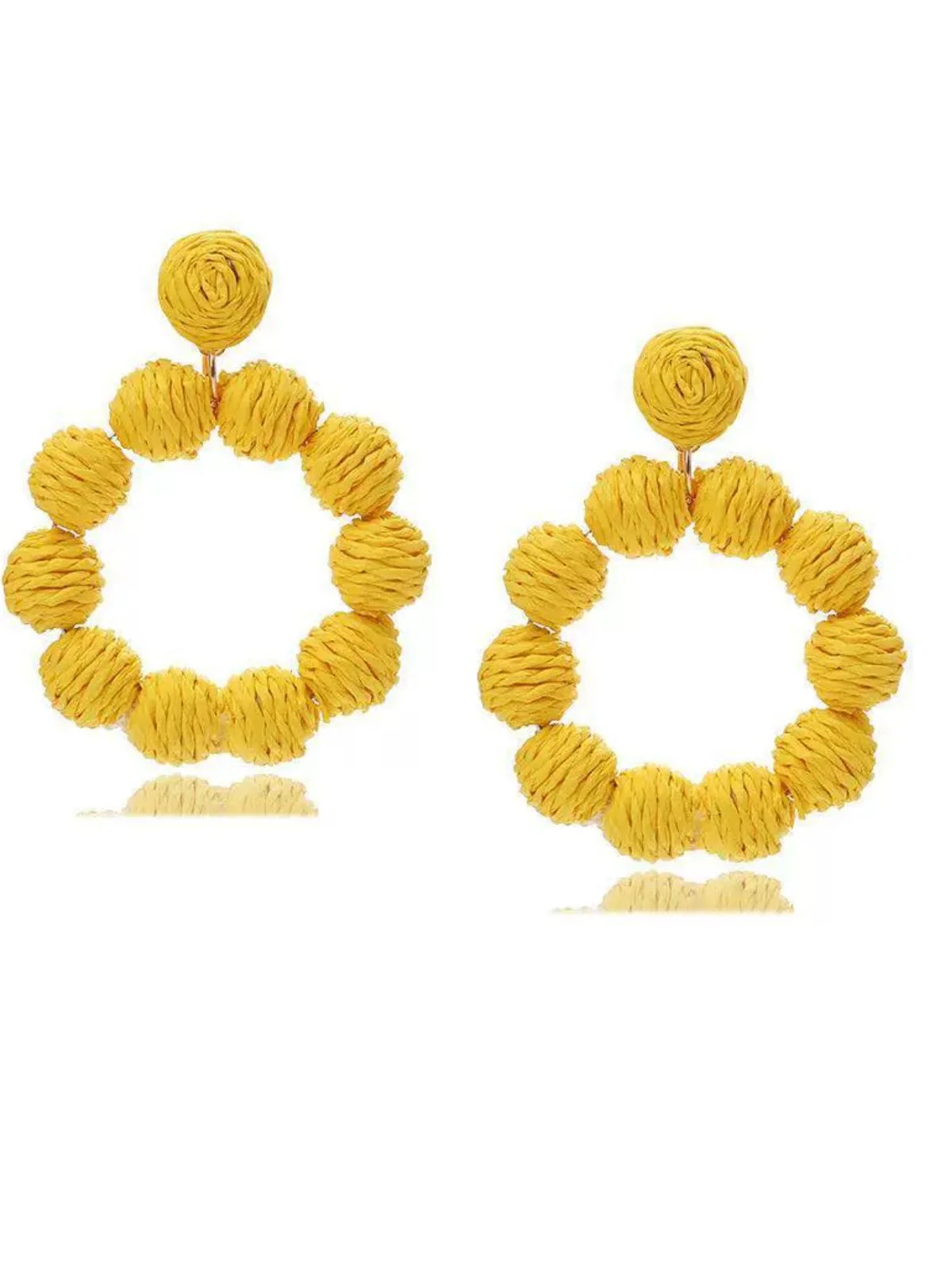 Bohemian Raffia Hoop Statement Earrings - Image 2
