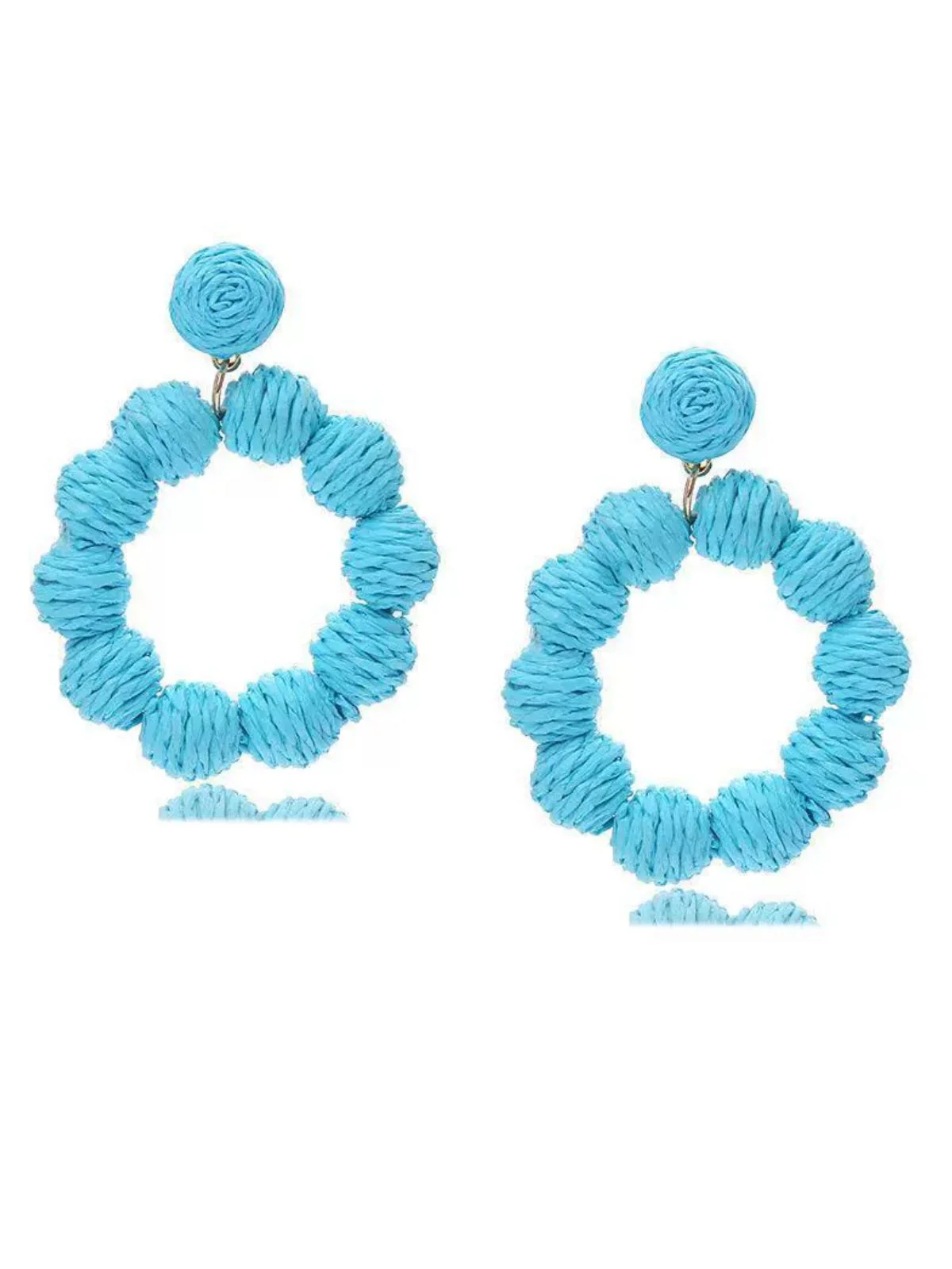 Bohemian Raffia Hoop Statement Earrings - Image 3