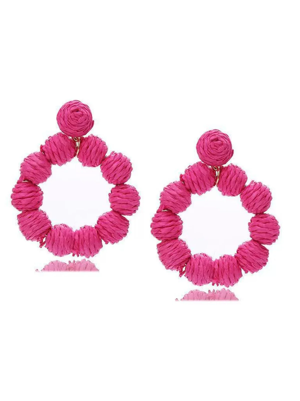 Bohemian Raffia Hoop Statement Earrings - Image 4