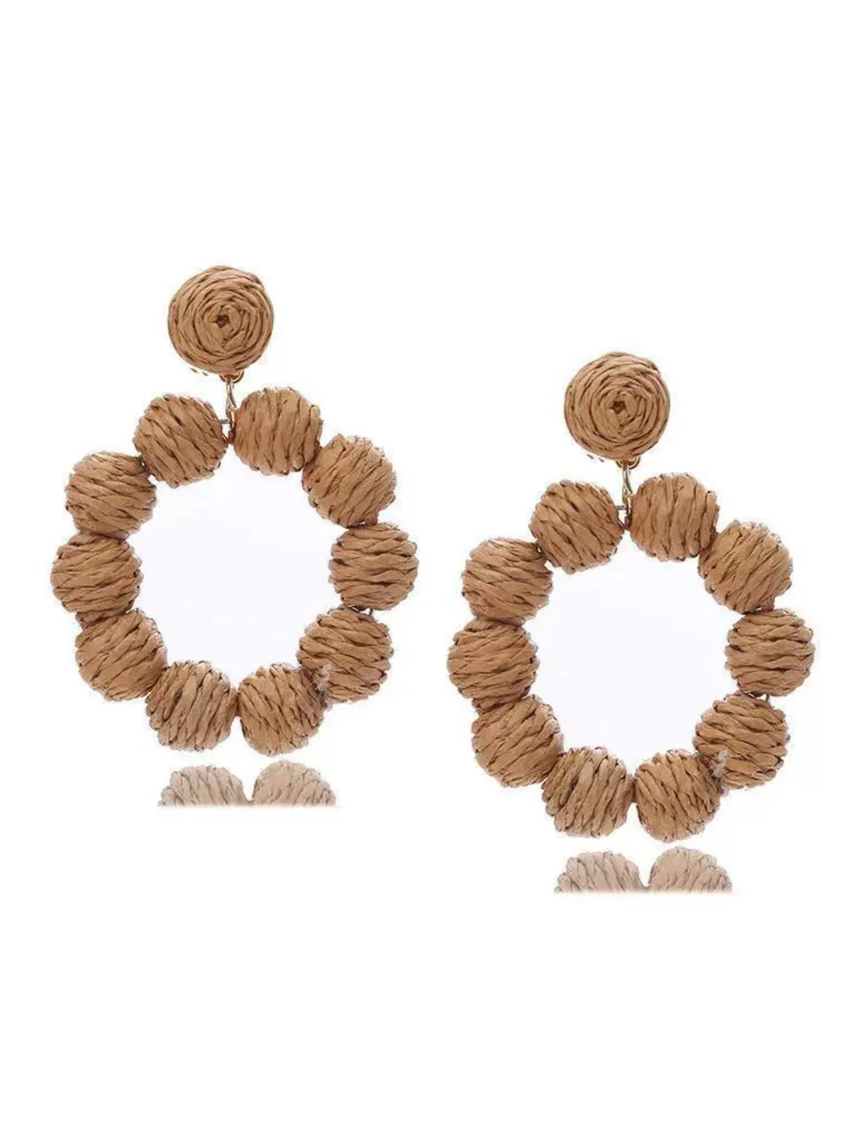 Bohemian Raffia Hoop Statement Earrings - Image 5