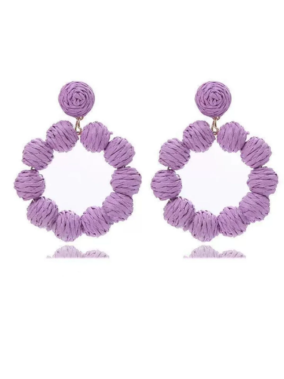 Bohemian Raffia Hoop Statement Earrings - Image 6