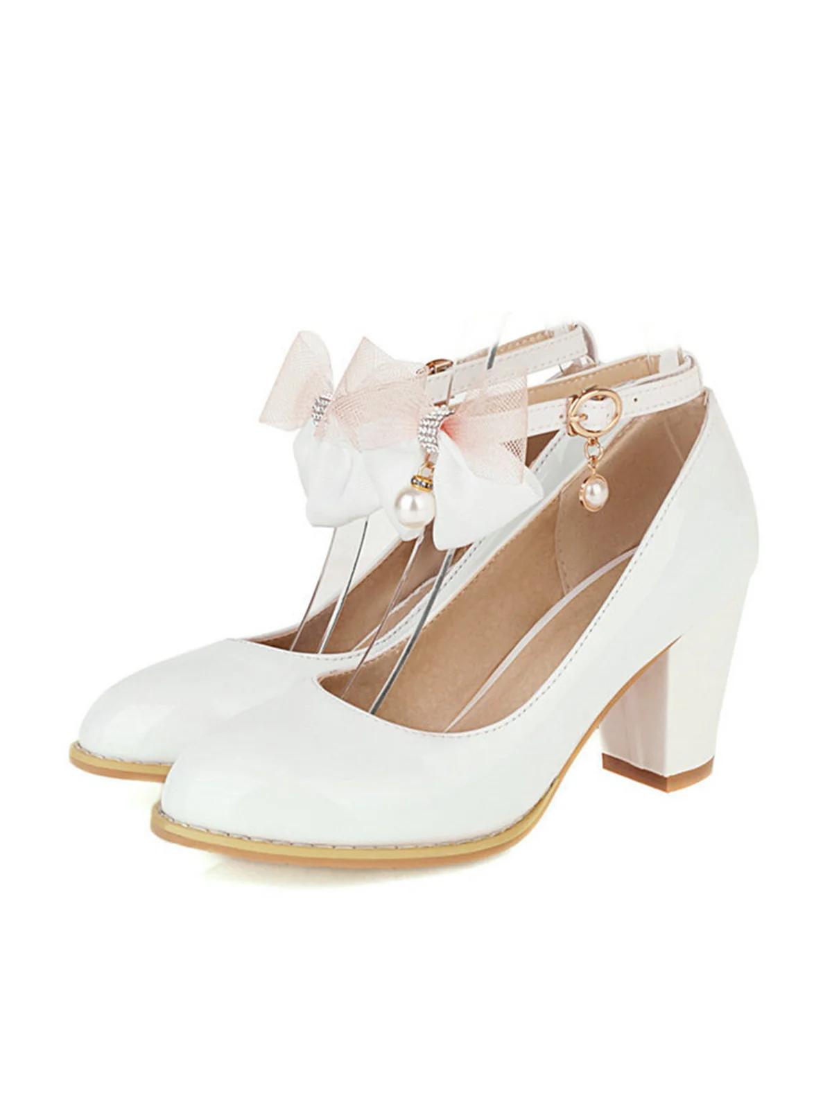 Bow Patent Leather Mary Jane Chunky Heels - Image 10