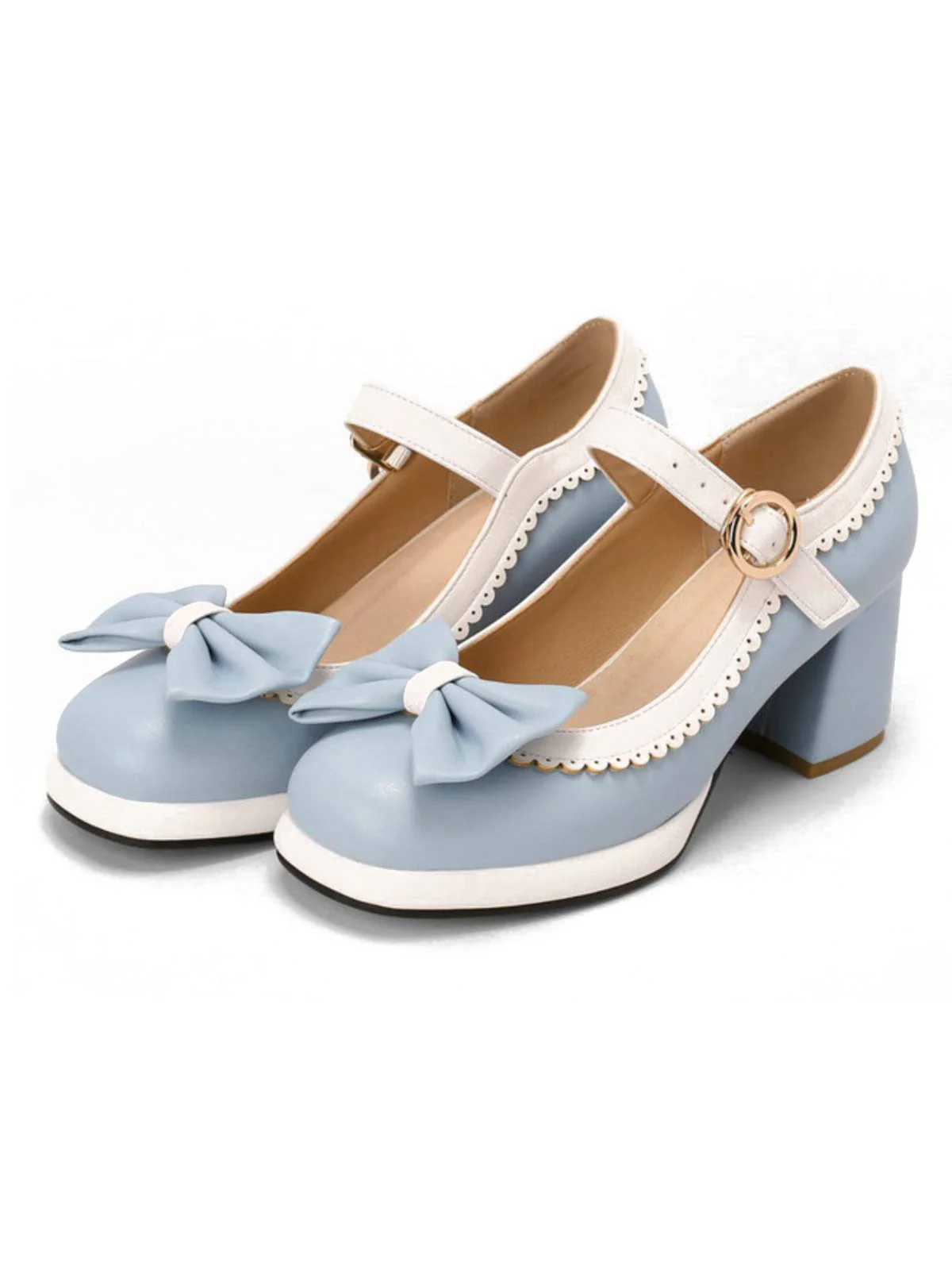 Bowknot Chunky Heels Mary Jane Shoes - Image 2