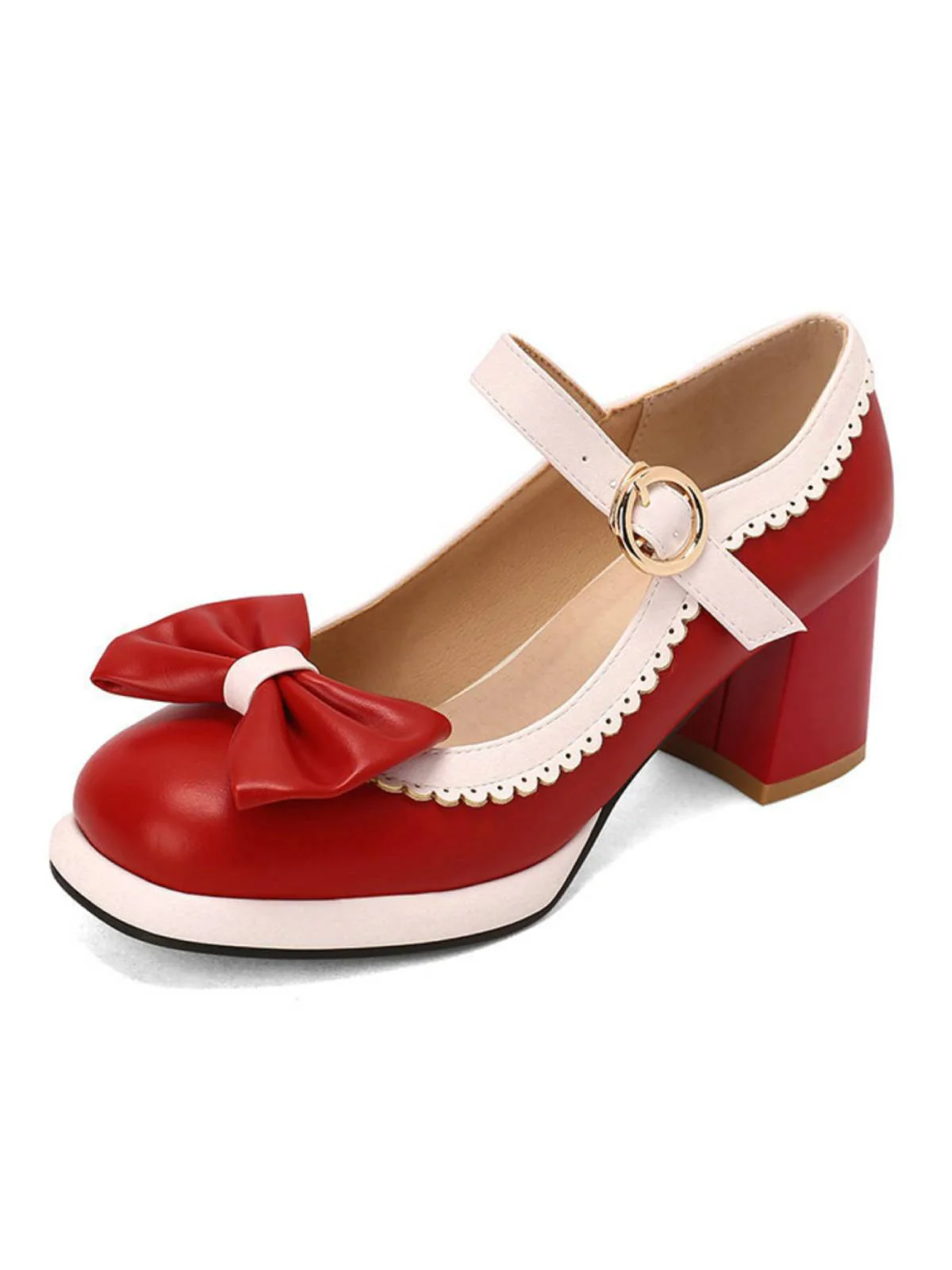Bowknot Chunky Heels Mary Jane Shoes - Image 4