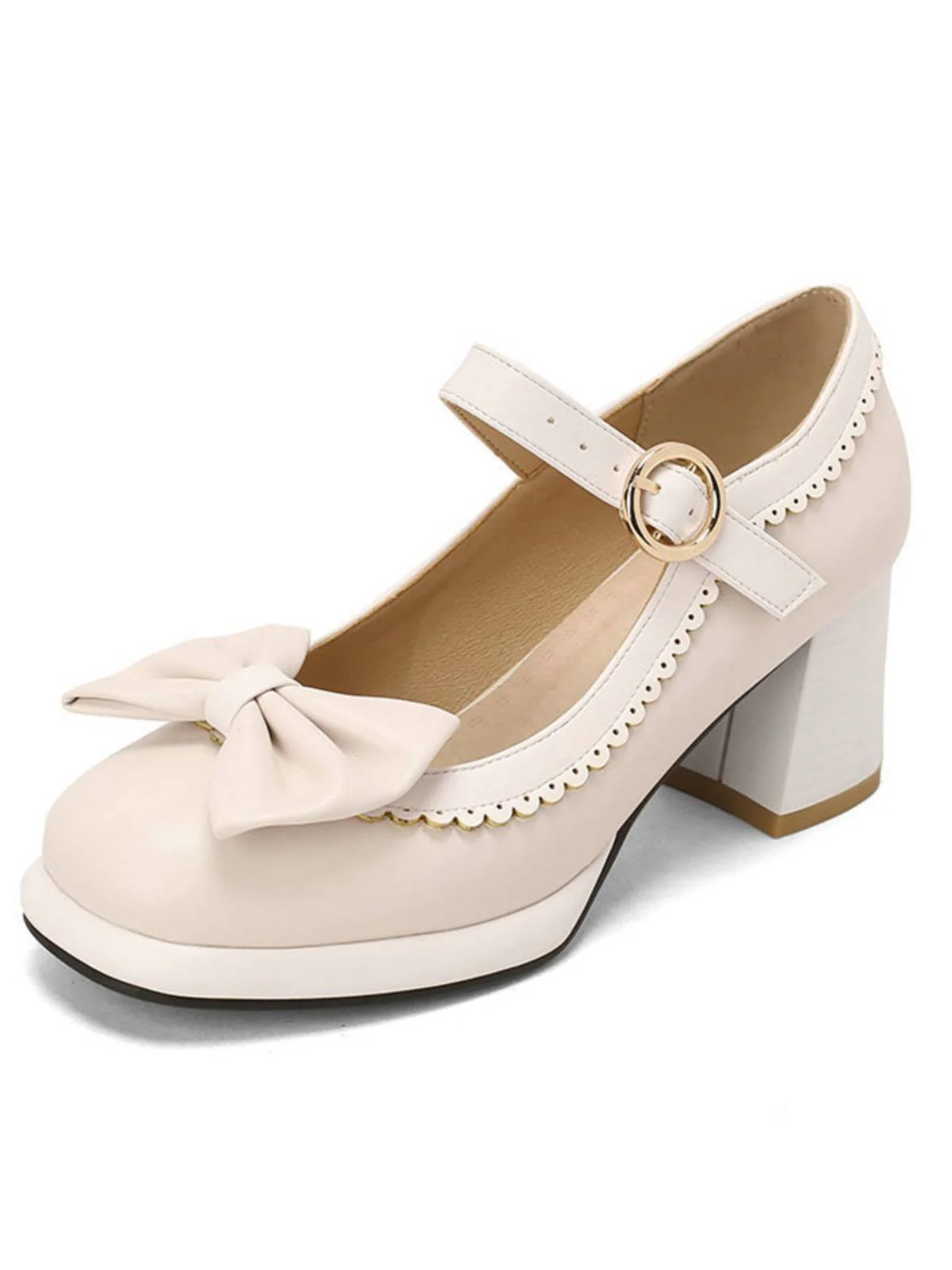 Bowknot Chunky Heels Mary Jane Shoes - Image 6