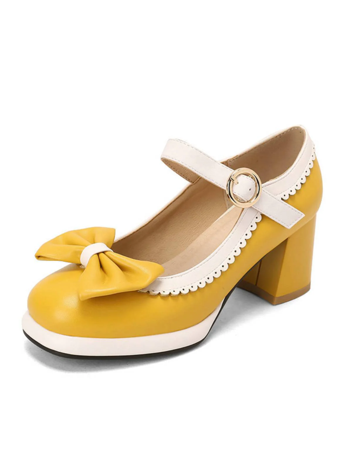 Bowknot Chunky Heels Mary Jane Shoes - Image 8