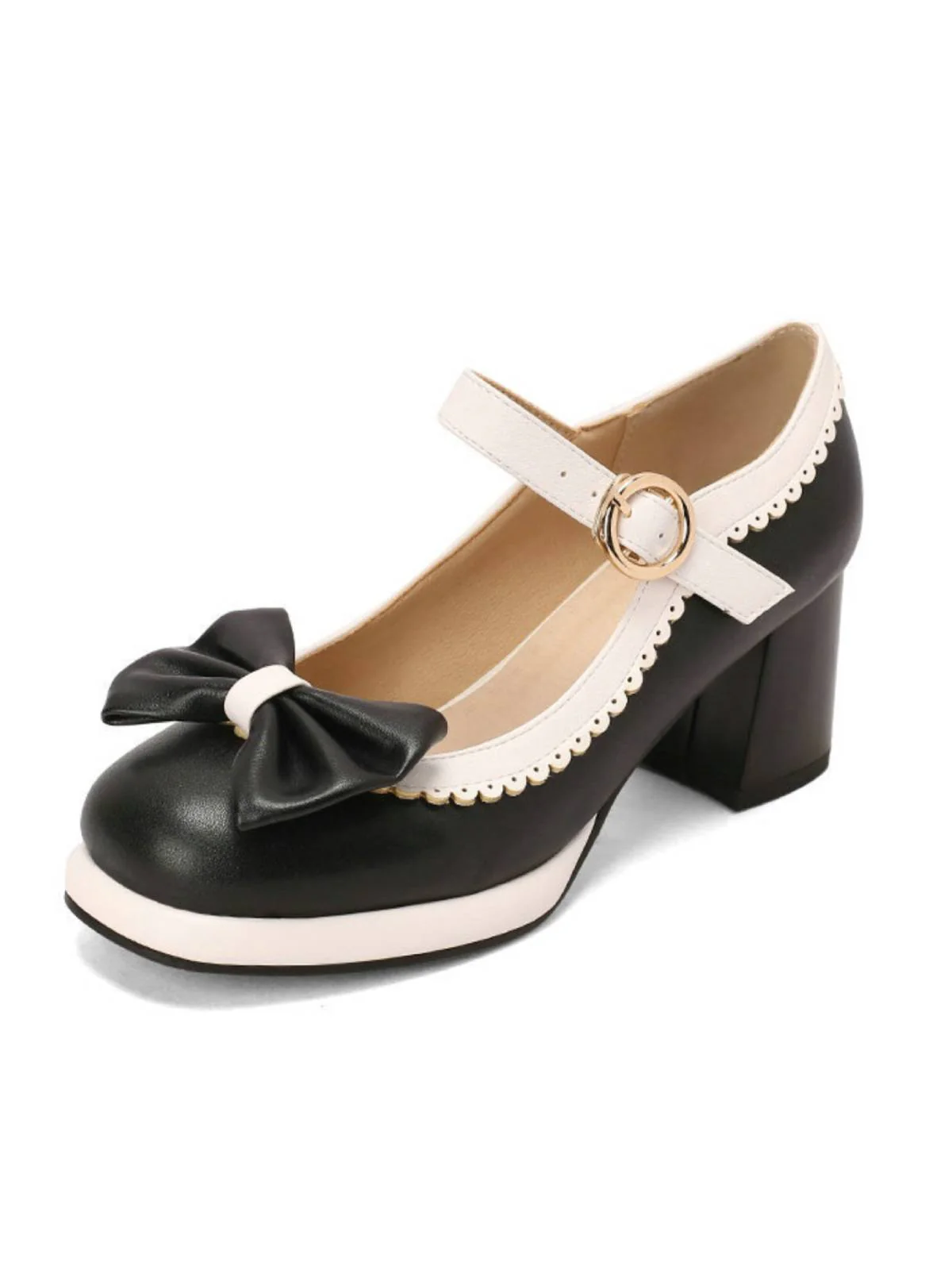 Bowknot Chunky Heels Mary Jane Shoes - Image 9