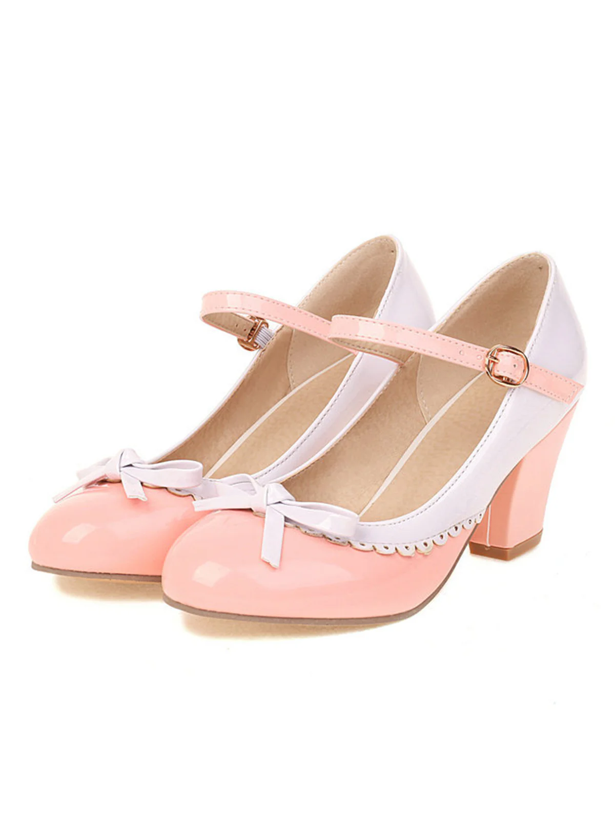 Bowknot Chunky Heels Mary Jane Shoes - Image 3
