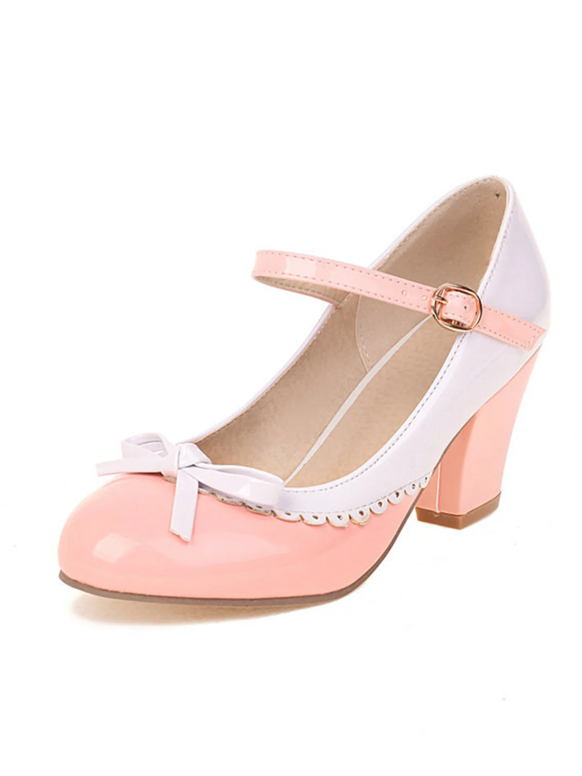 Bowknot Chunky Heels Mary Jane Shoes - Image 4