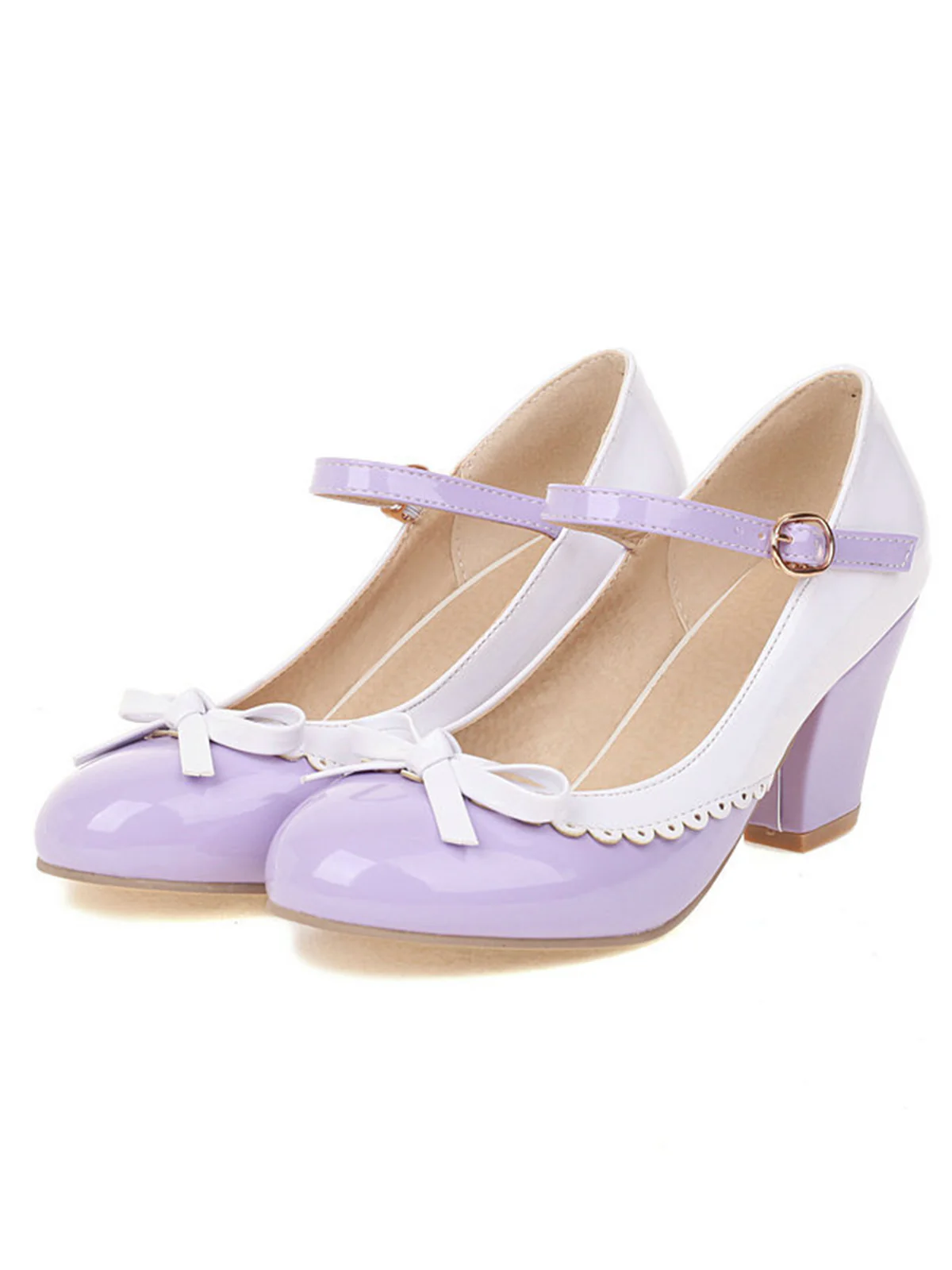 Bowknot Chunky Heels Mary Jane Shoes - Image 5