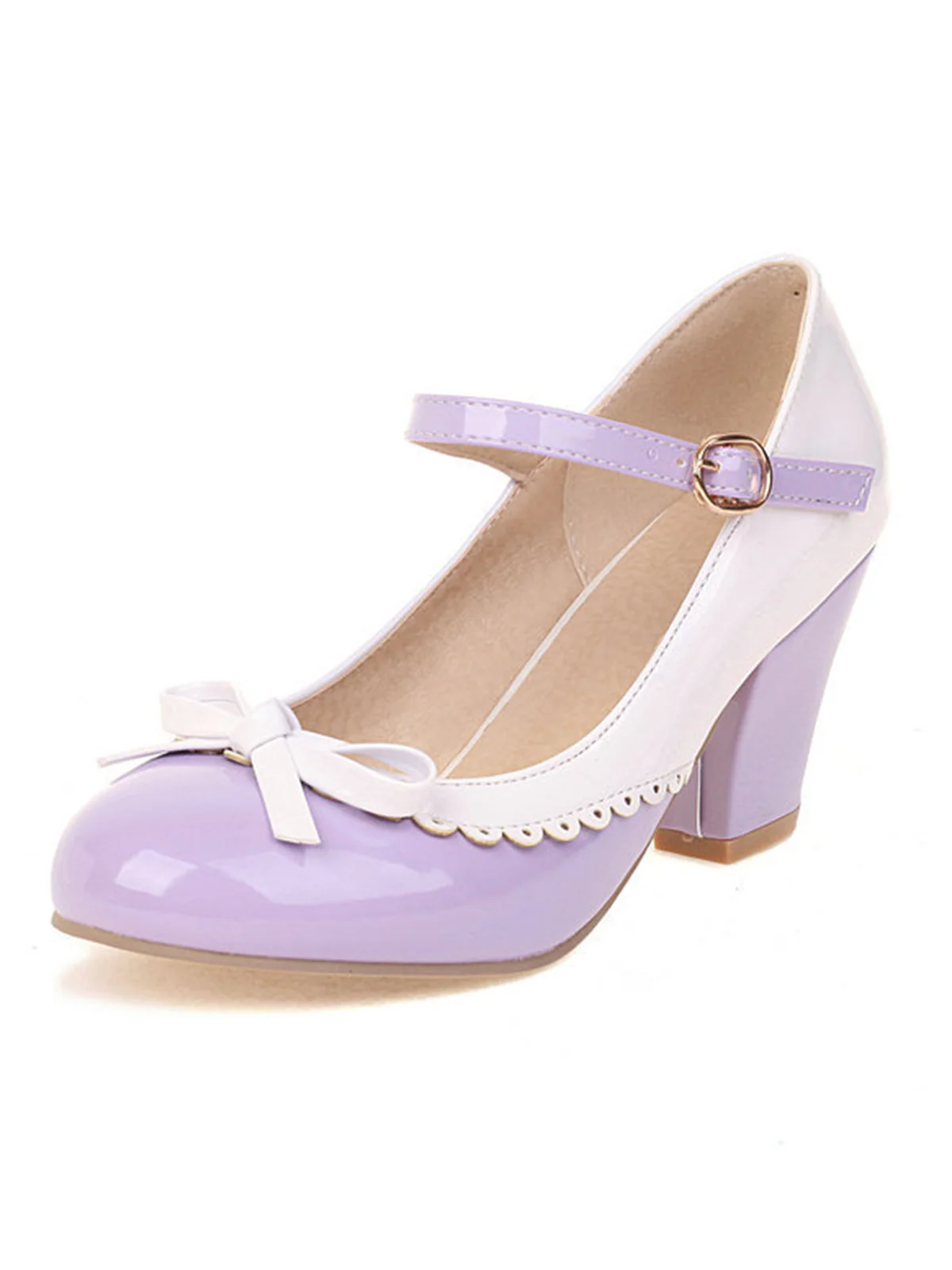 Bowknot Chunky Heels Mary Jane Shoes - Image 6