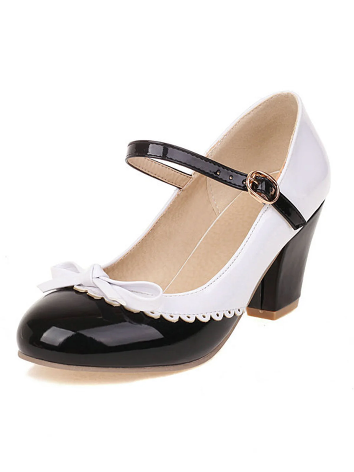 Bowknot Chunky Heels Mary Jane Shoes - Image 8