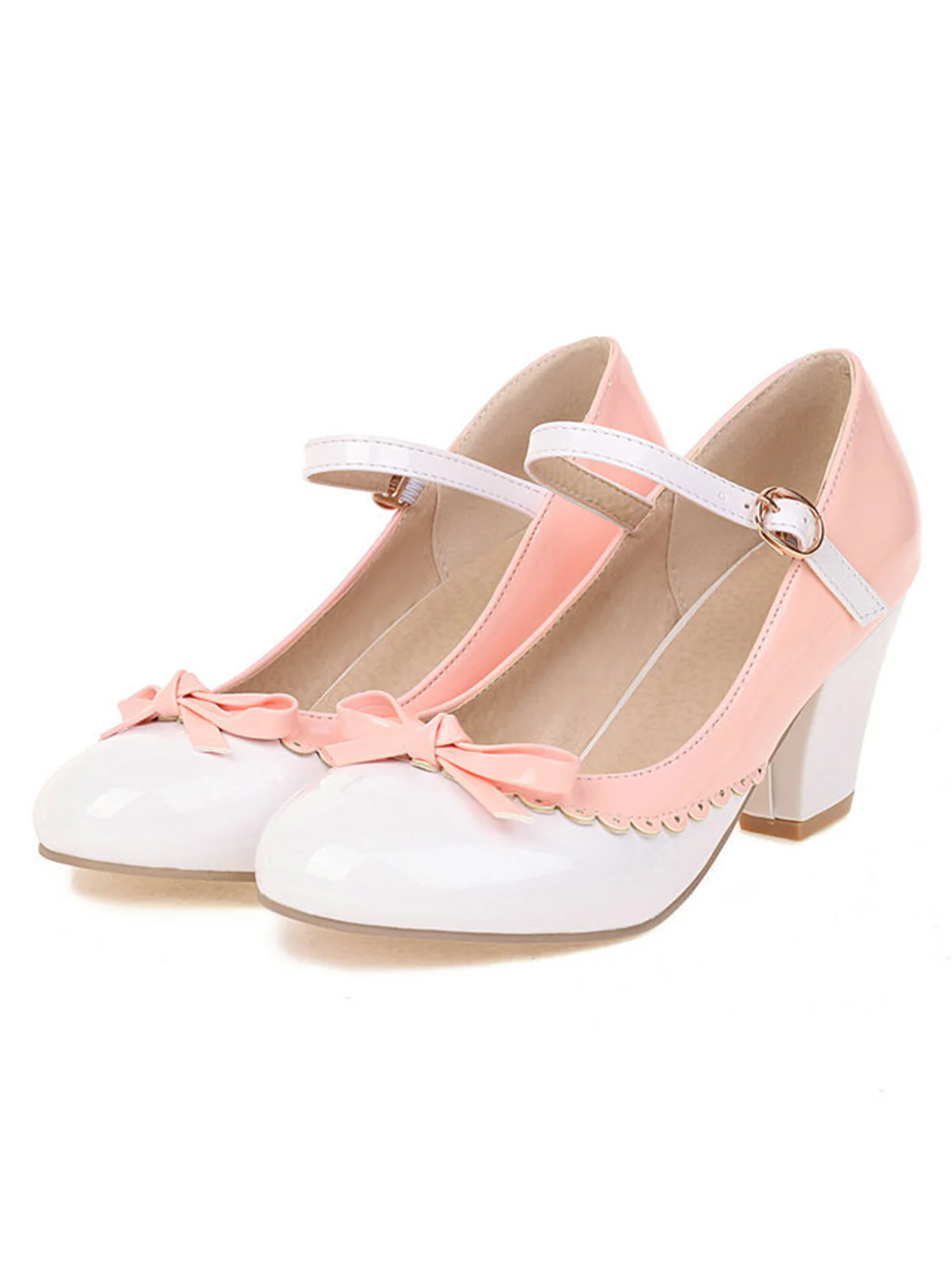 Bowknot Chunky Heels Mary Jane Shoes - Image 9