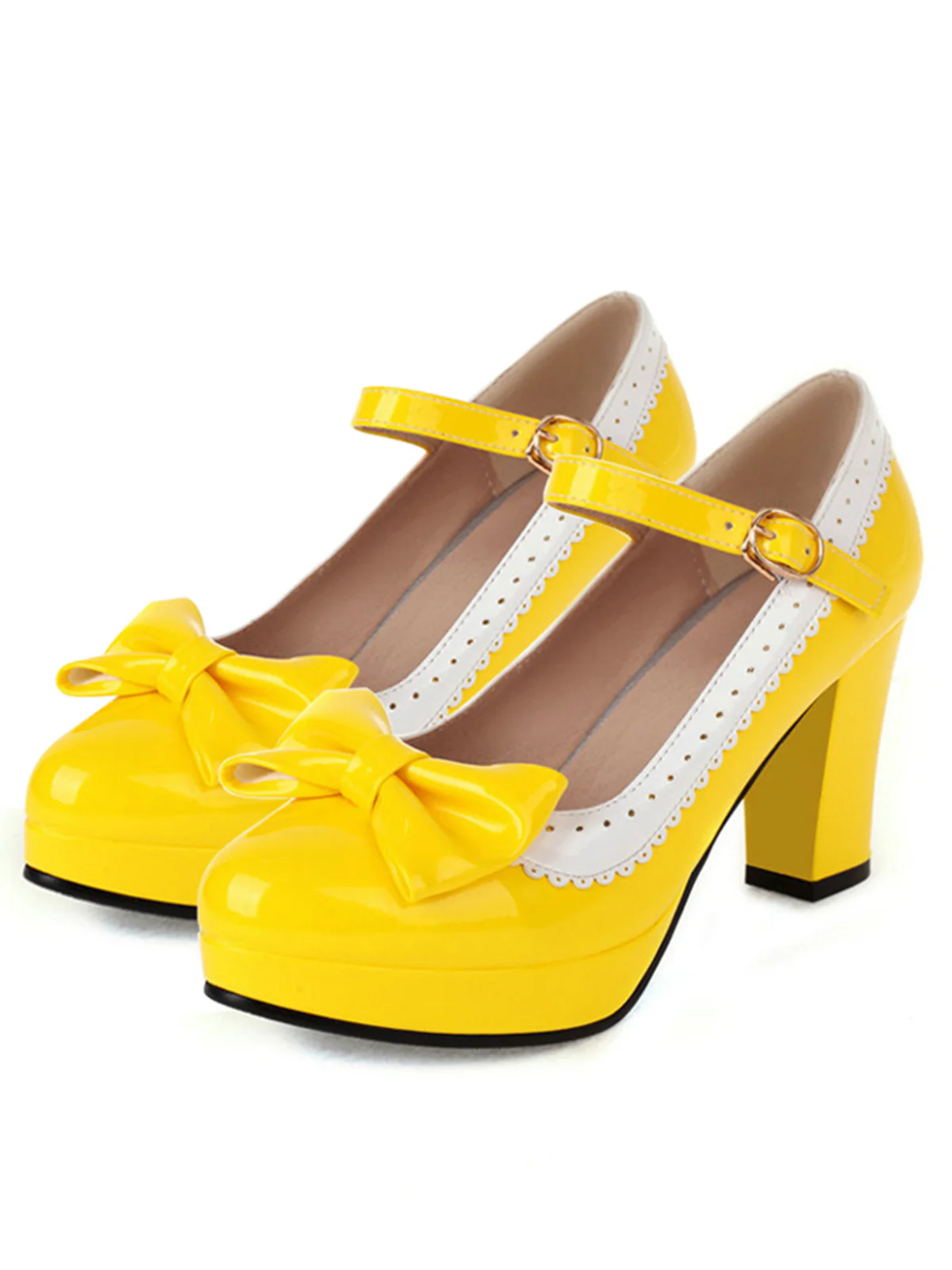 Bowknot Chunky Heels Mary Jane Shoes - Image 3