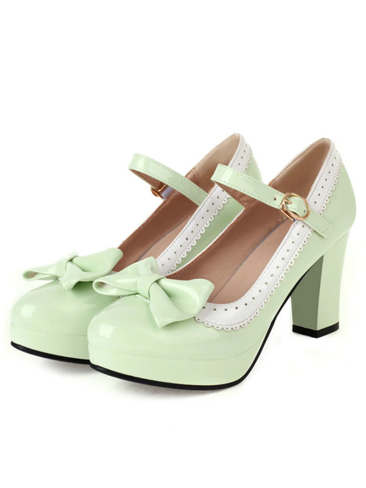 Bowknot Chunky Heels Mary Jane Shoes - Image 4