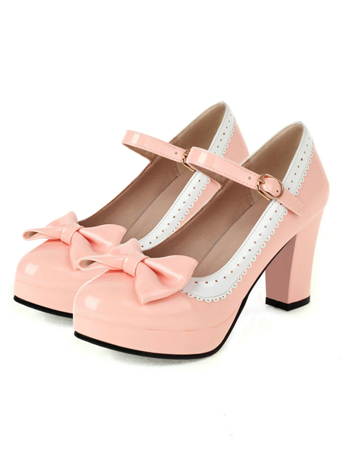 Bowknot Chunky Heels Mary Jane Shoes - Image 7