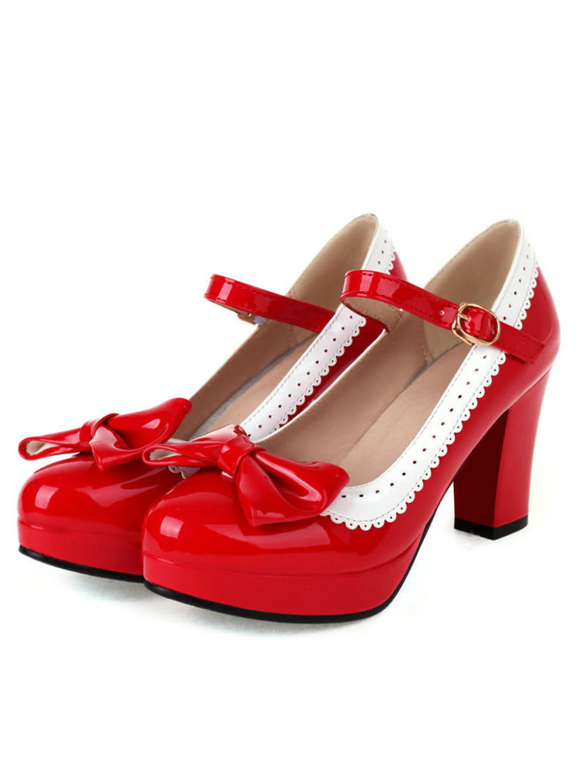 Bowknot Chunky Heels Mary Jane Shoes - Image 4