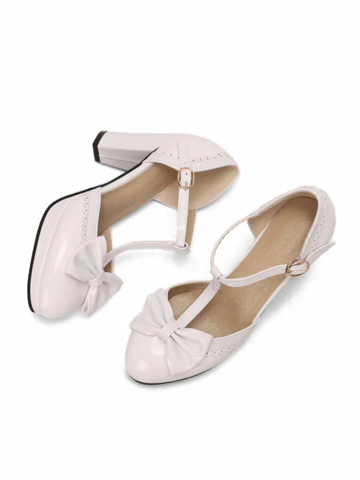 Bowknot Chunky Heels Mary Jane Shoes - Image 14