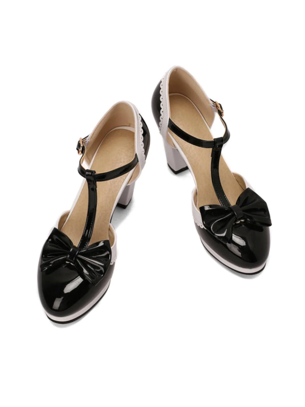 Bowknot Chunky Heels Mary Jane Shoes - Image 6