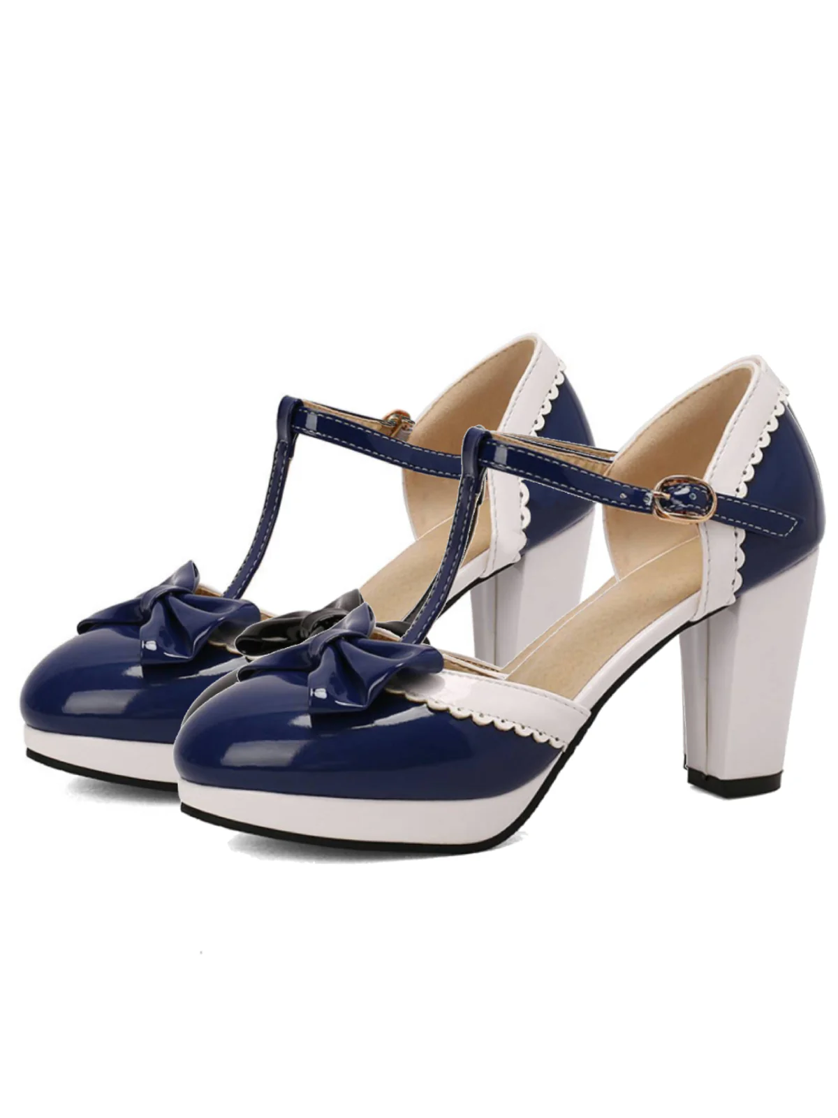 Bowknot Chunky Heels Mary Jane Shoes - Image 7