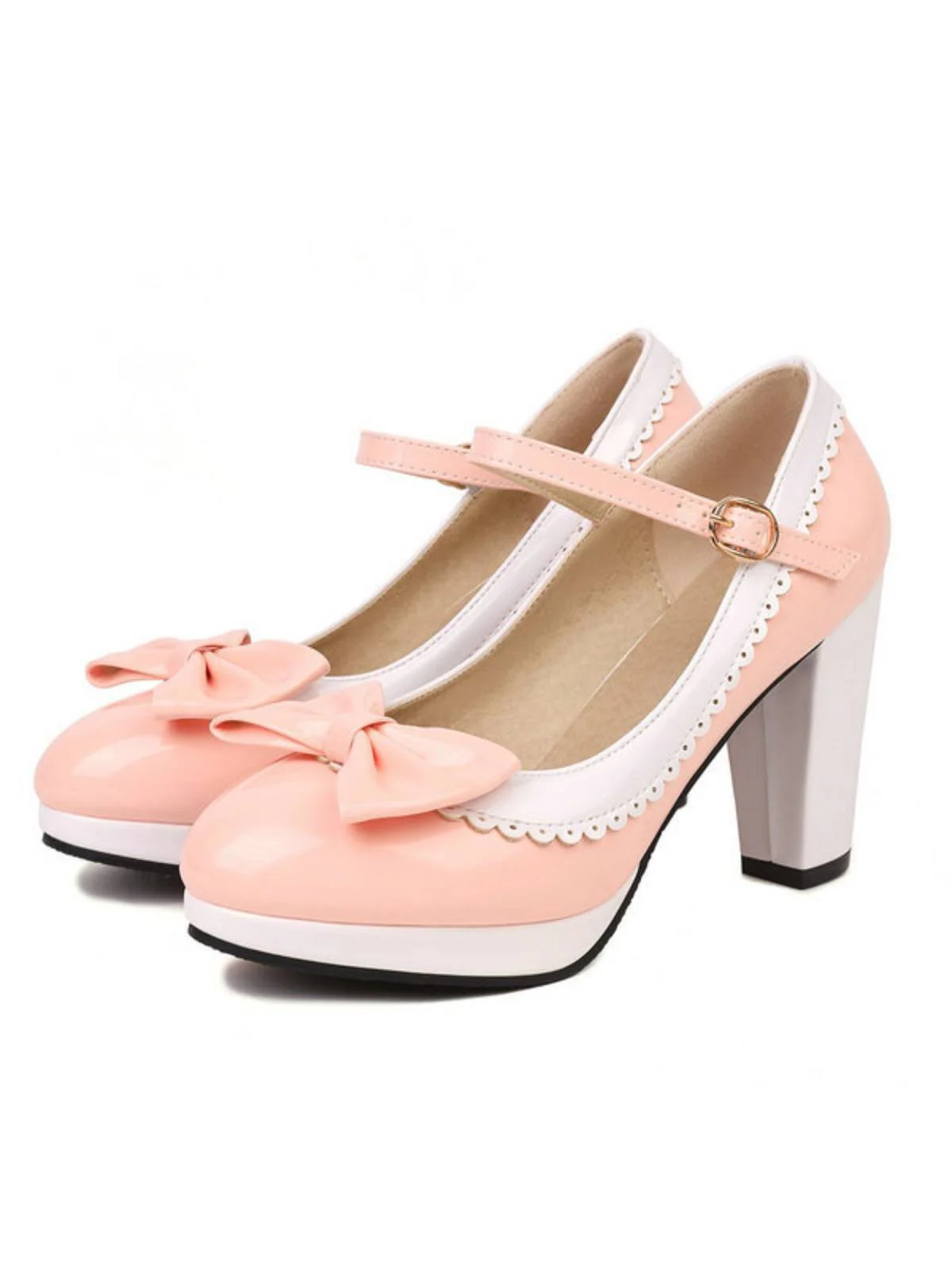 Bowknot Chunky Heels Mary Jane Shoes - Image 6