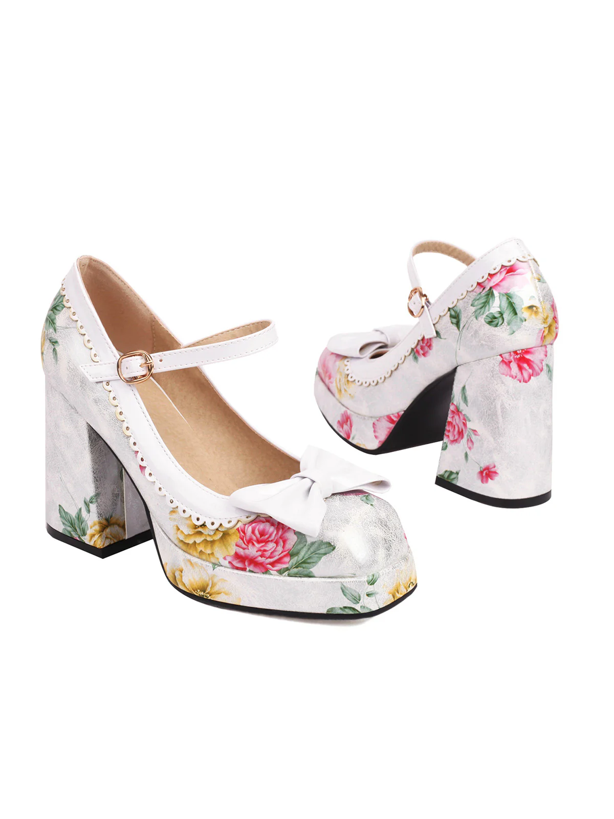Bowknot Floral High Heel Shoes - Image 5